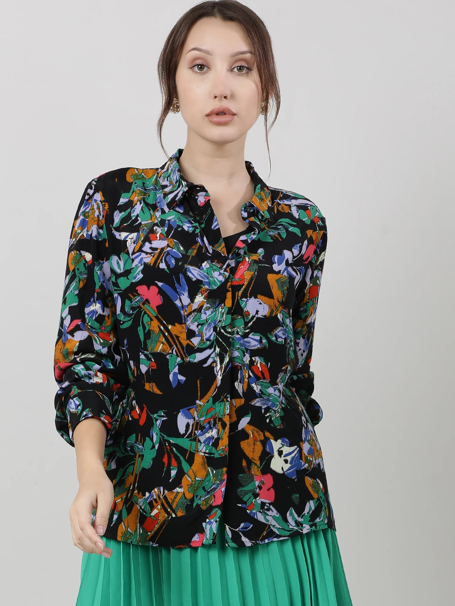 Women Viscose Black Printed Shirt - Image 9