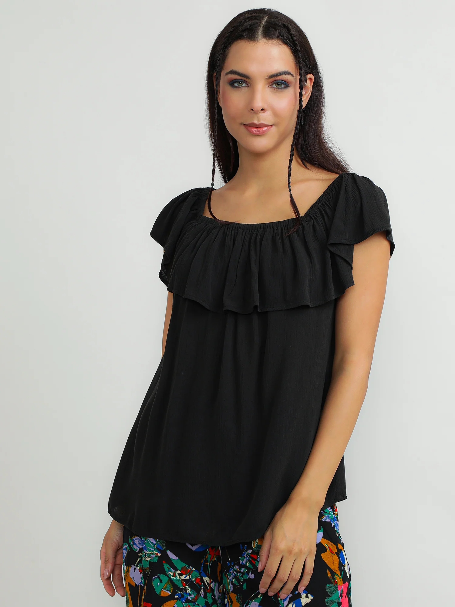 Women Viscose Black Simple Top - Image 4