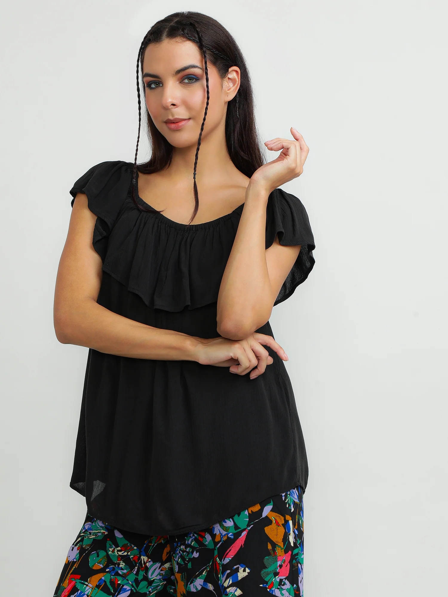 Women Viscose Black Simple Top - Image 5