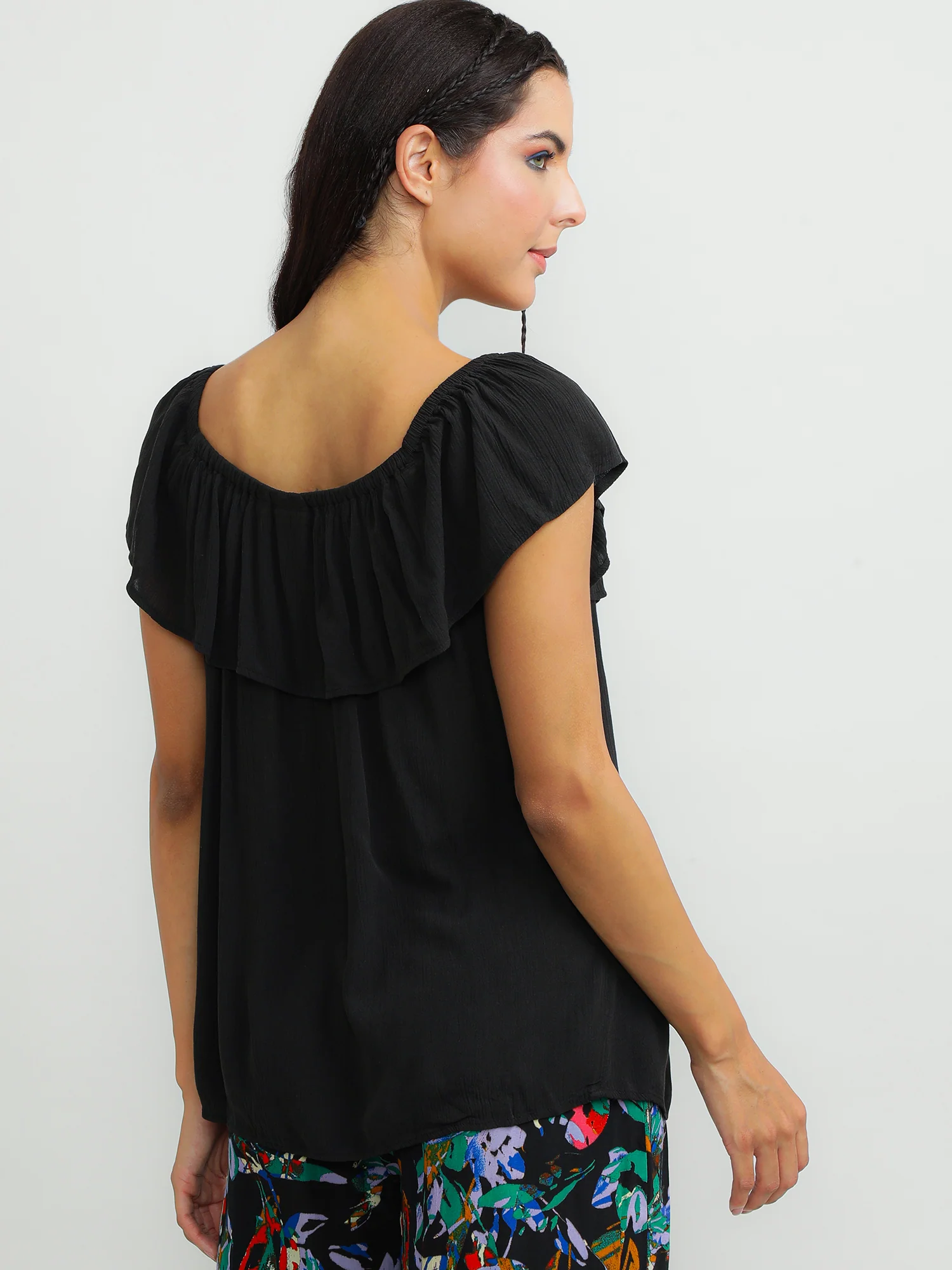Women Viscose Black Simple Top - Image 6