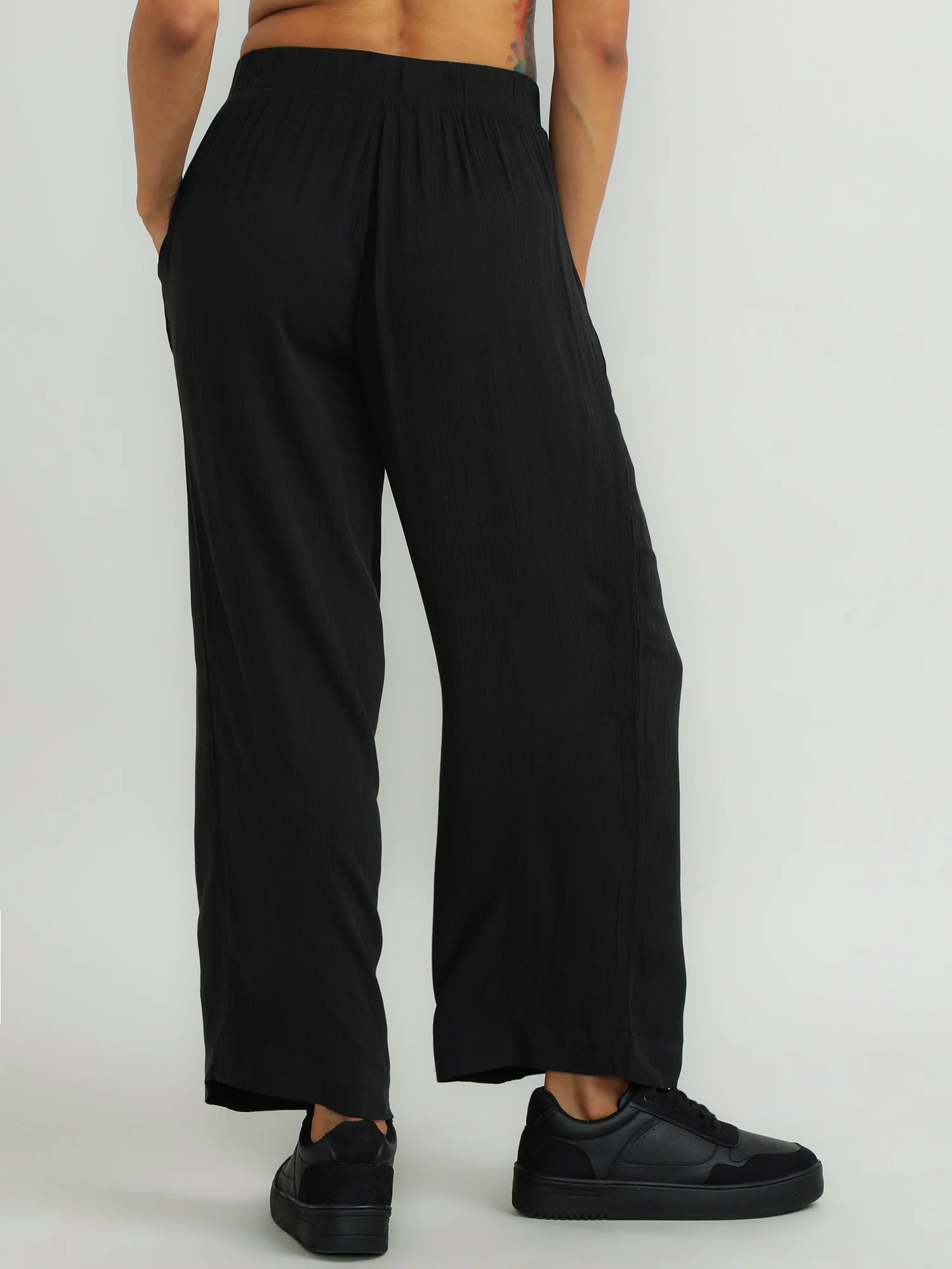 Women Viscose Black Straight Pants - Image 5