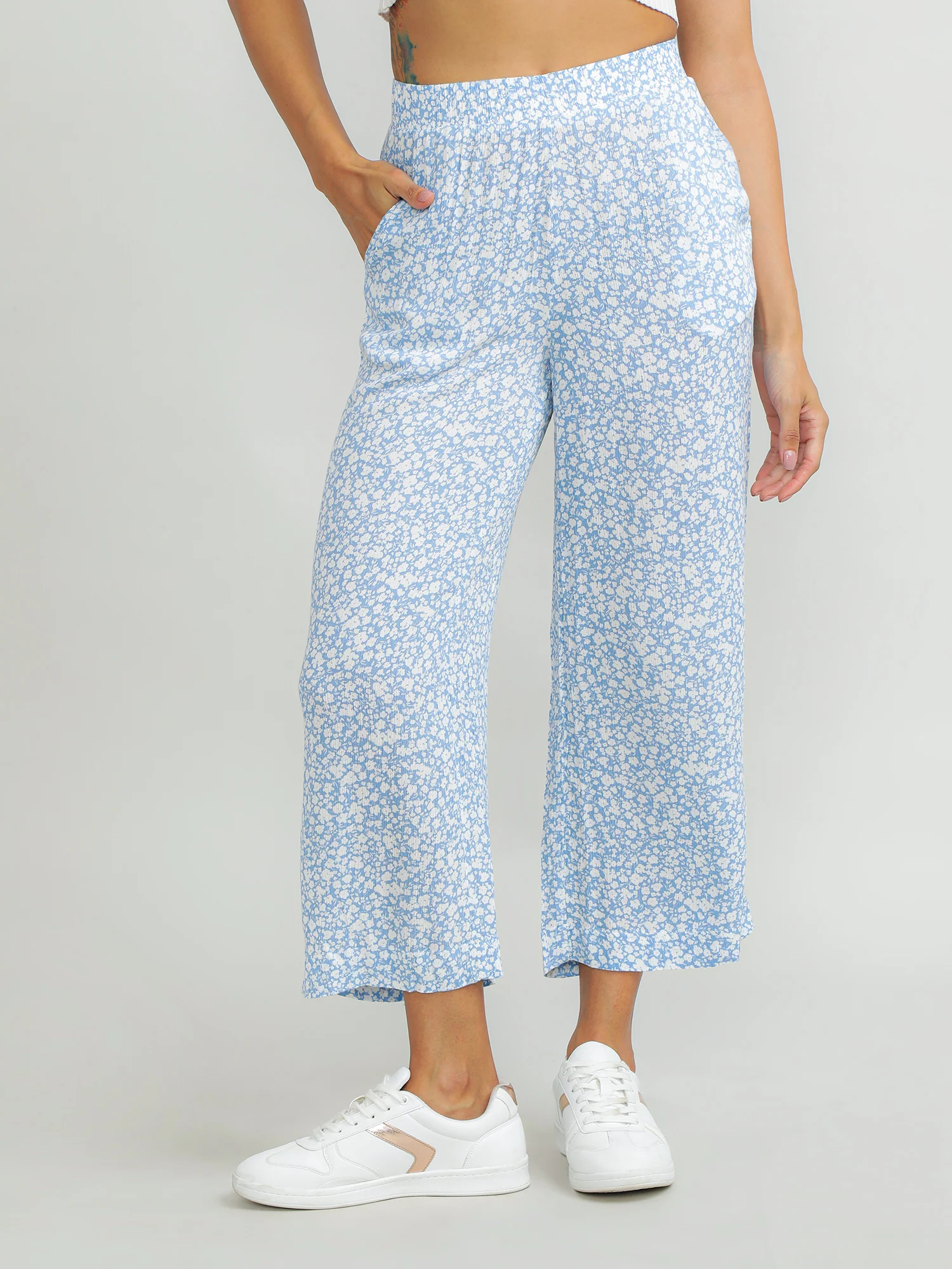 Women Viscose Blue Breezy Pants - Image 2