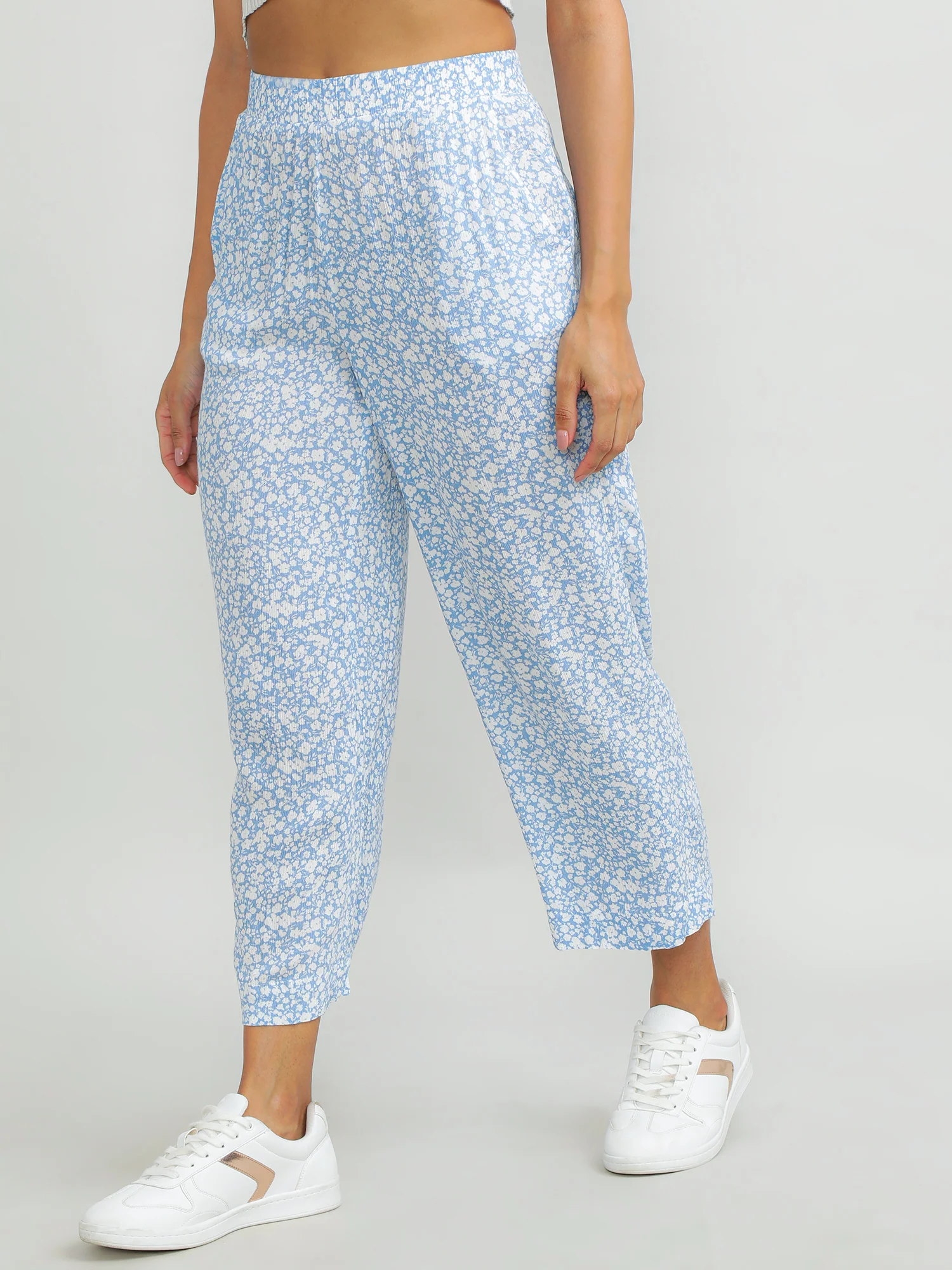 Women Viscose Blue Breezy Pants - Image 4