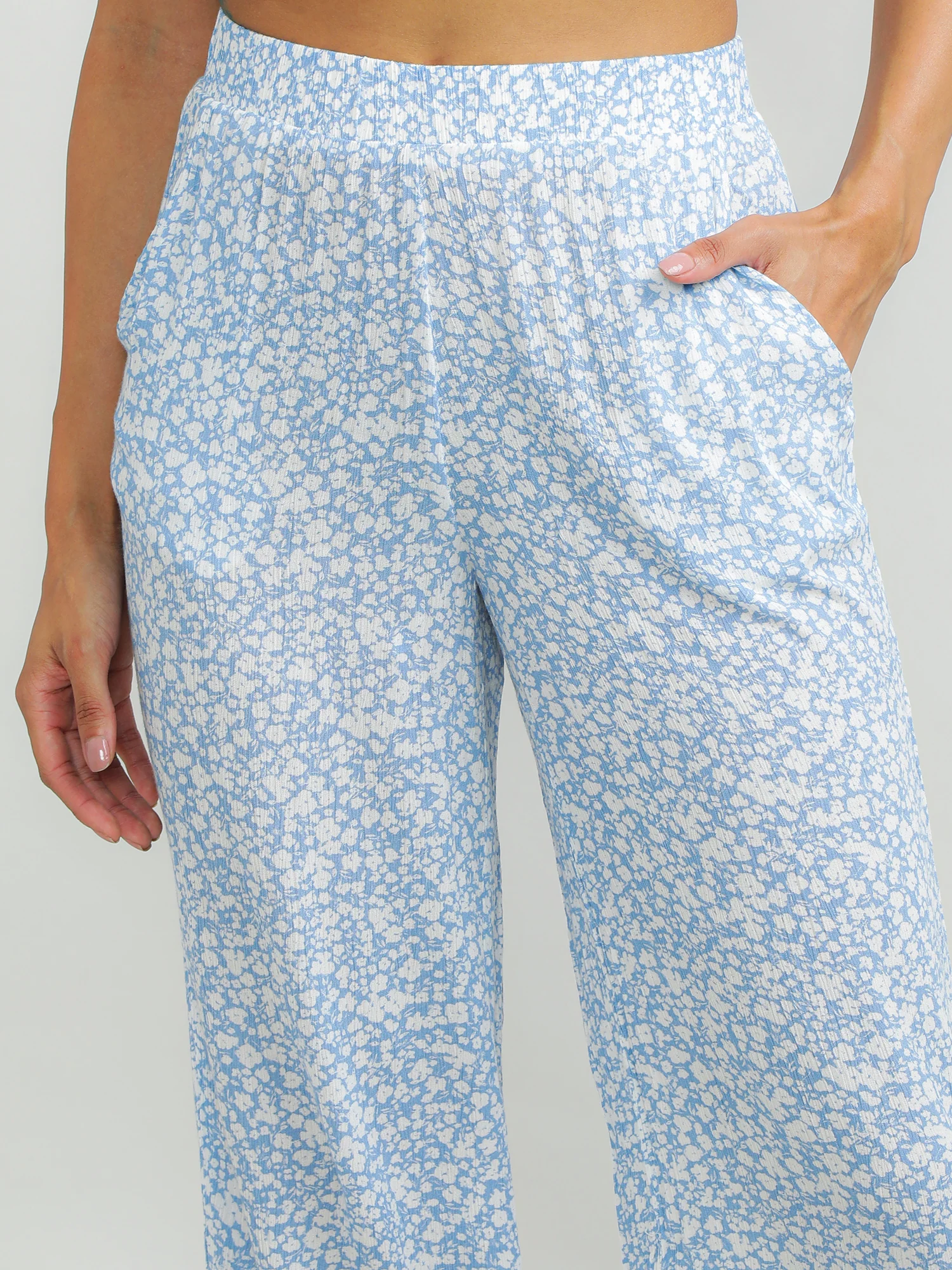 Women Viscose Blue Breezy Pants - Image 5