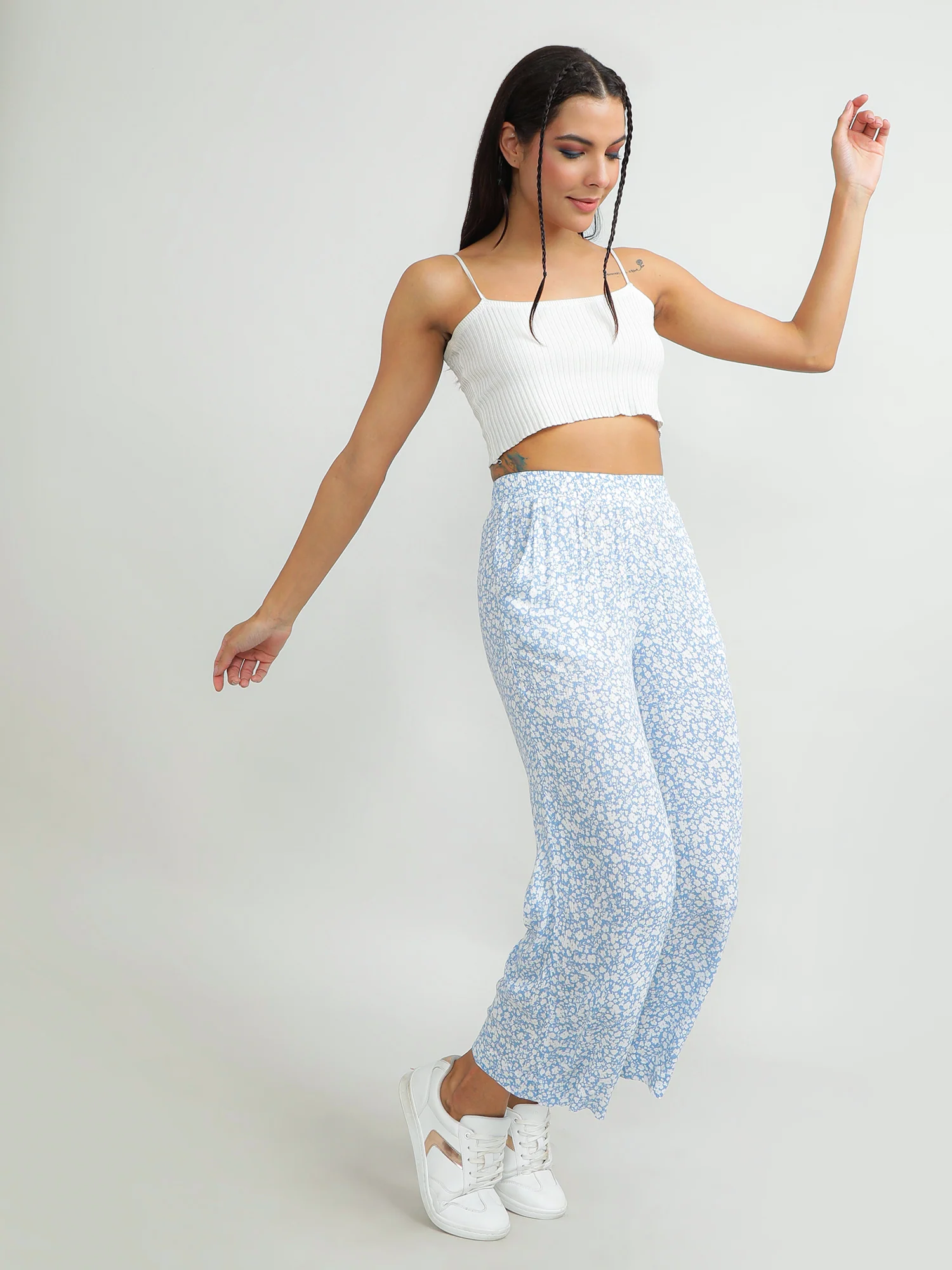 Women Viscose Blue Breezy Pants - Image 7