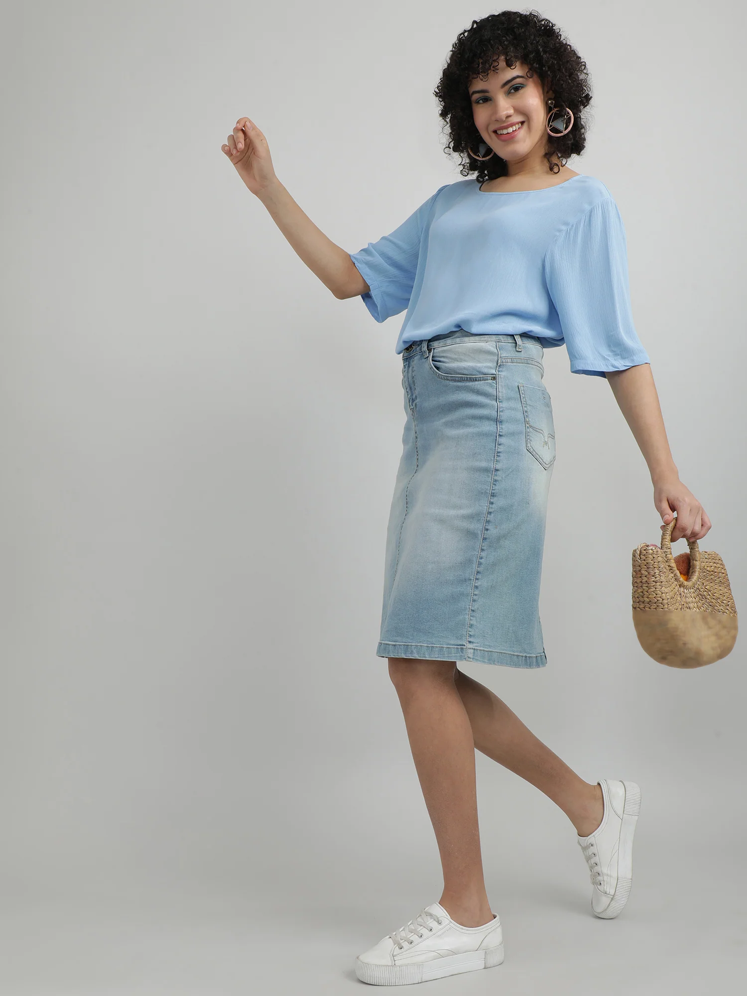 Women Viscose Blue Casual Top - Image 2