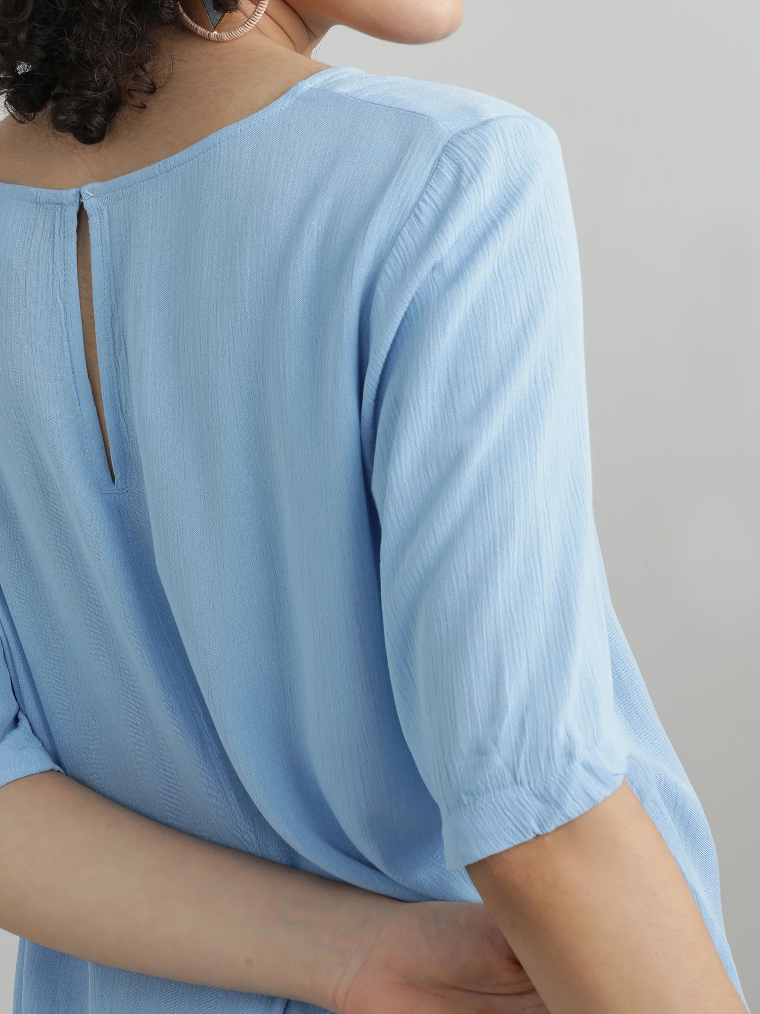 Women Viscose Blue Casual Top - Image 6