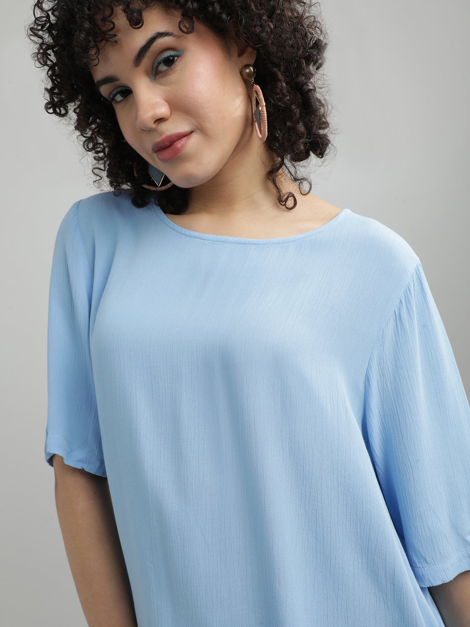 Women Viscose Blue Casual Top - Image 9