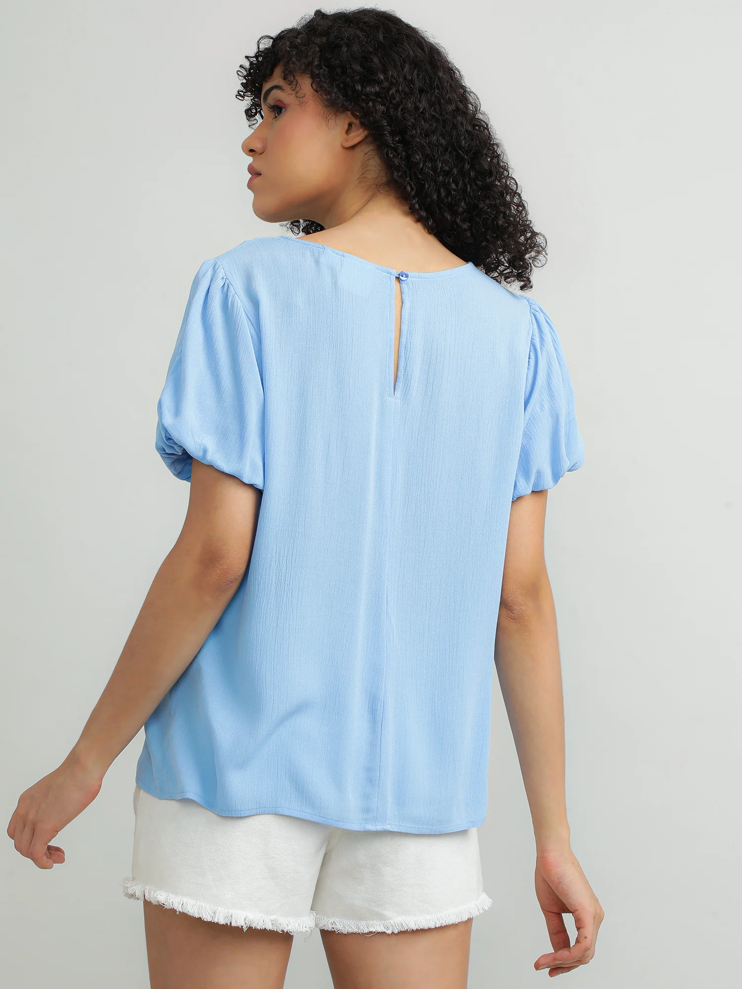 Women Viscose Blue Chic Top - Image 5