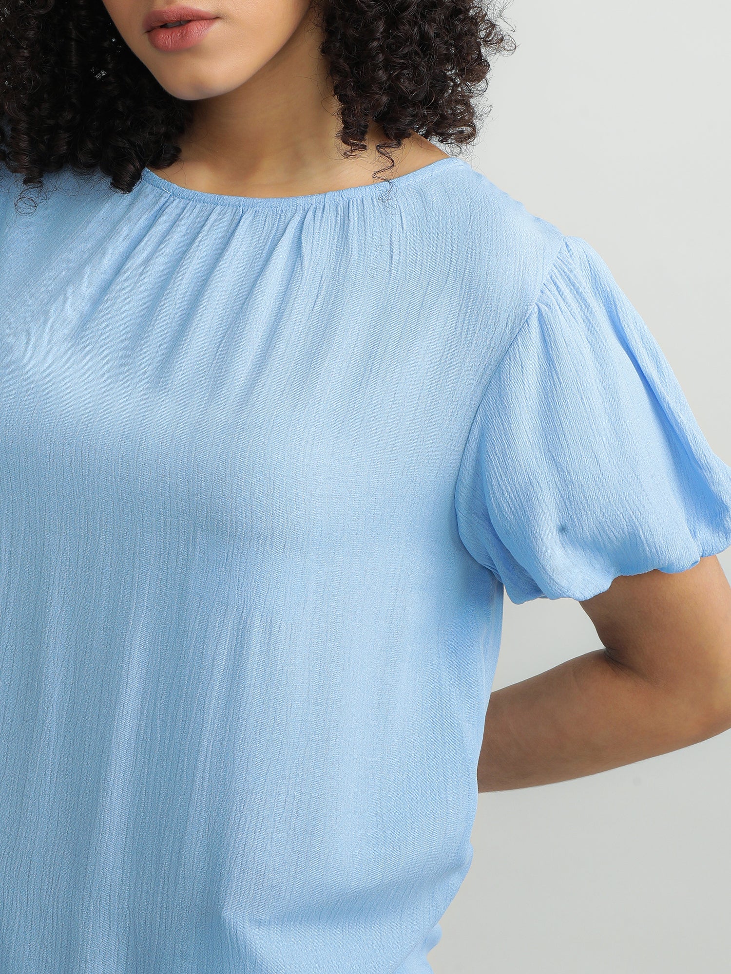 Women Viscose Blue Chic Top - Image 6