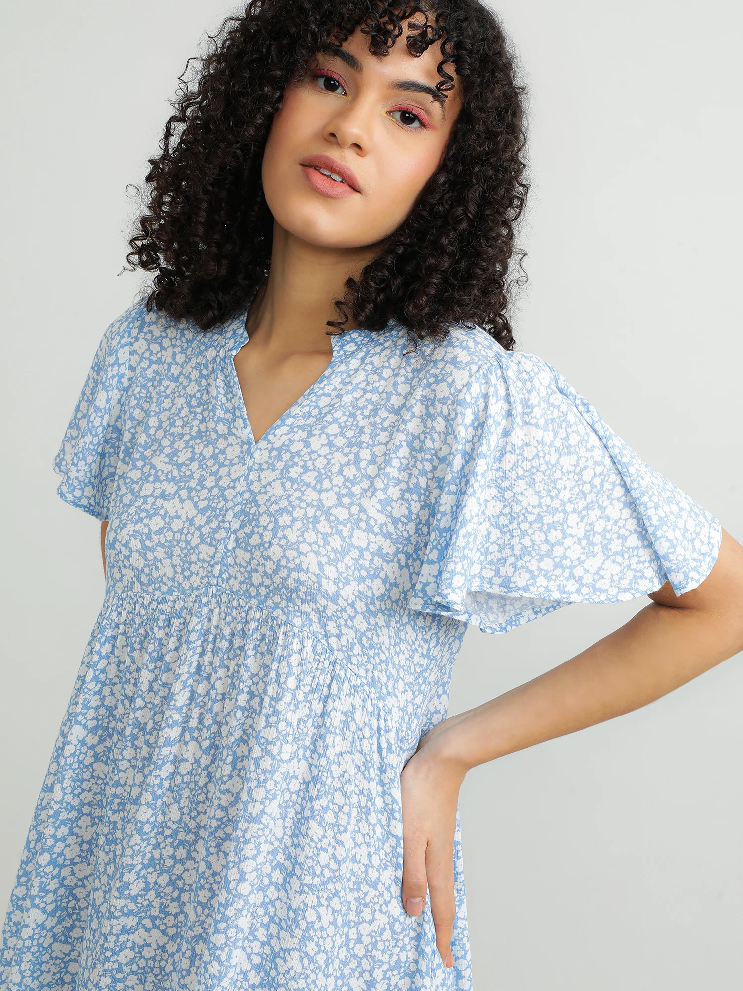 Women Viscose Blue Playful Dress - Image 3