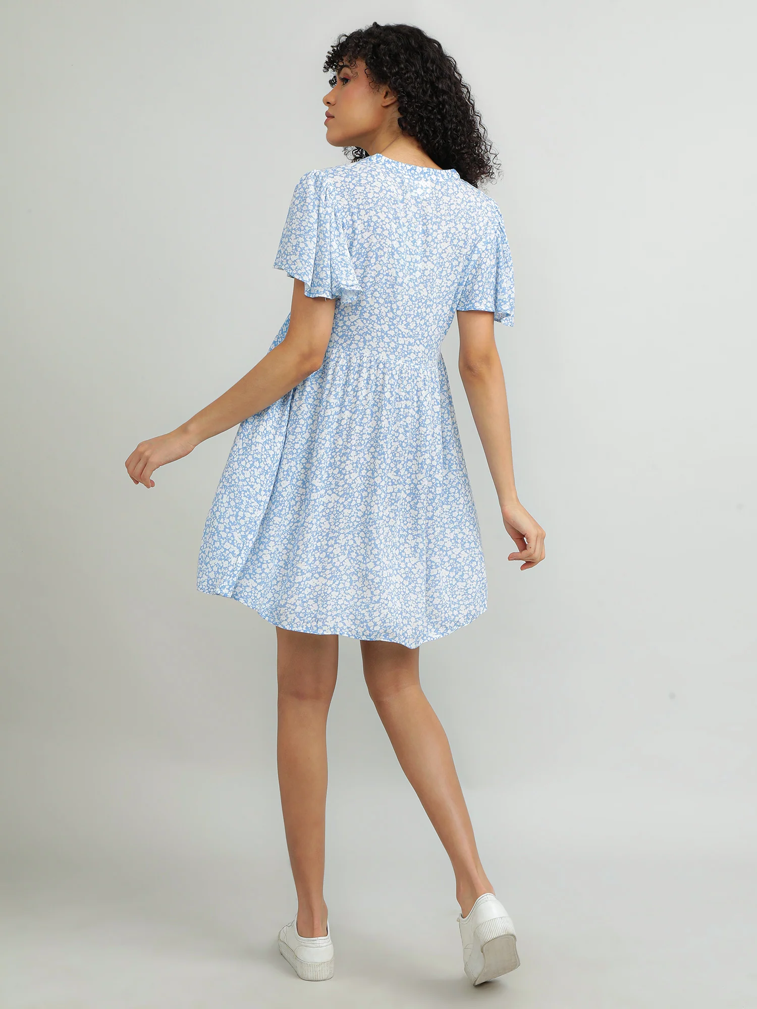 Women Viscose Blue Playful Dress - Image 4