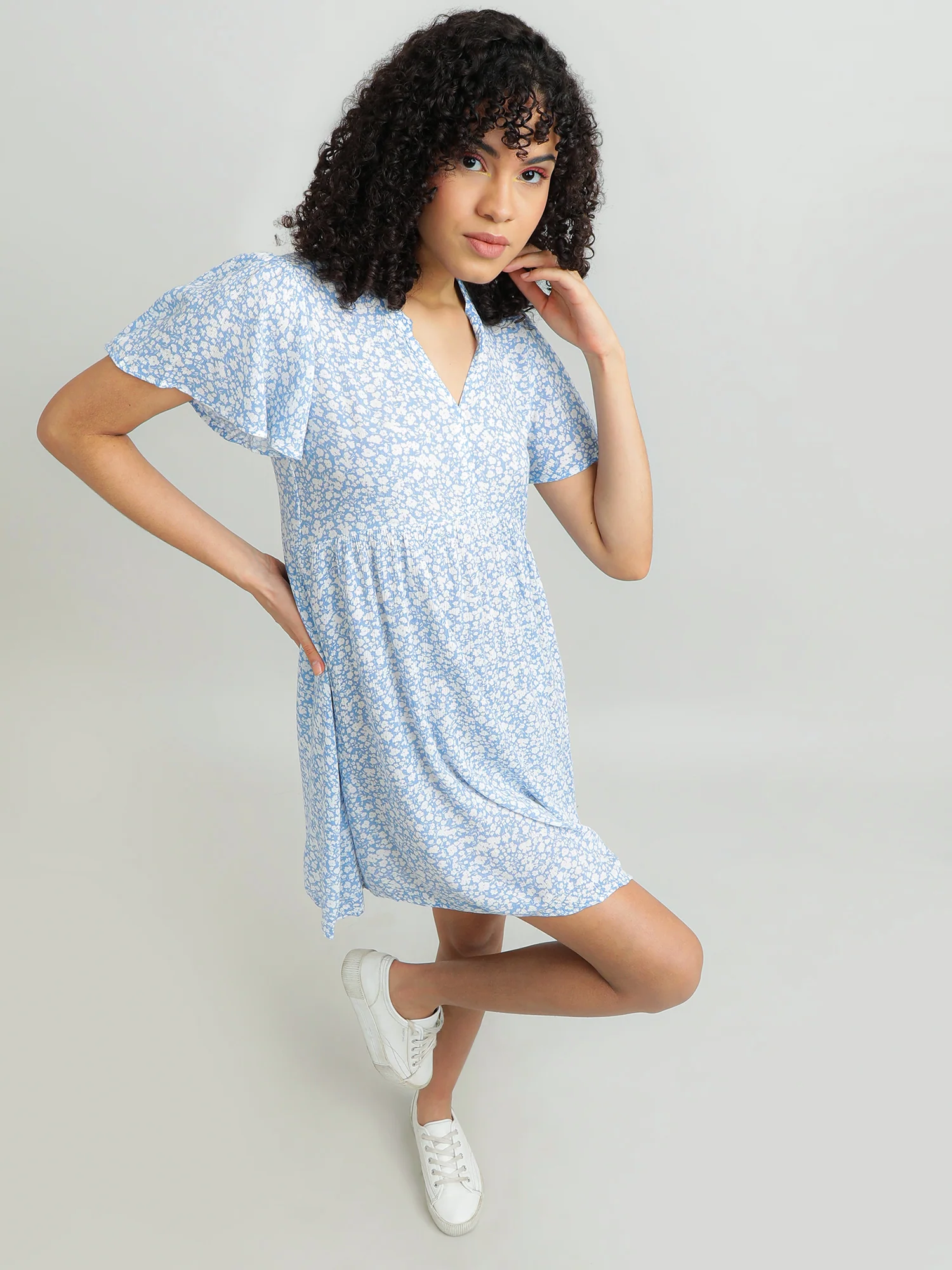 Women Viscose Blue Playful Dress - Image 7