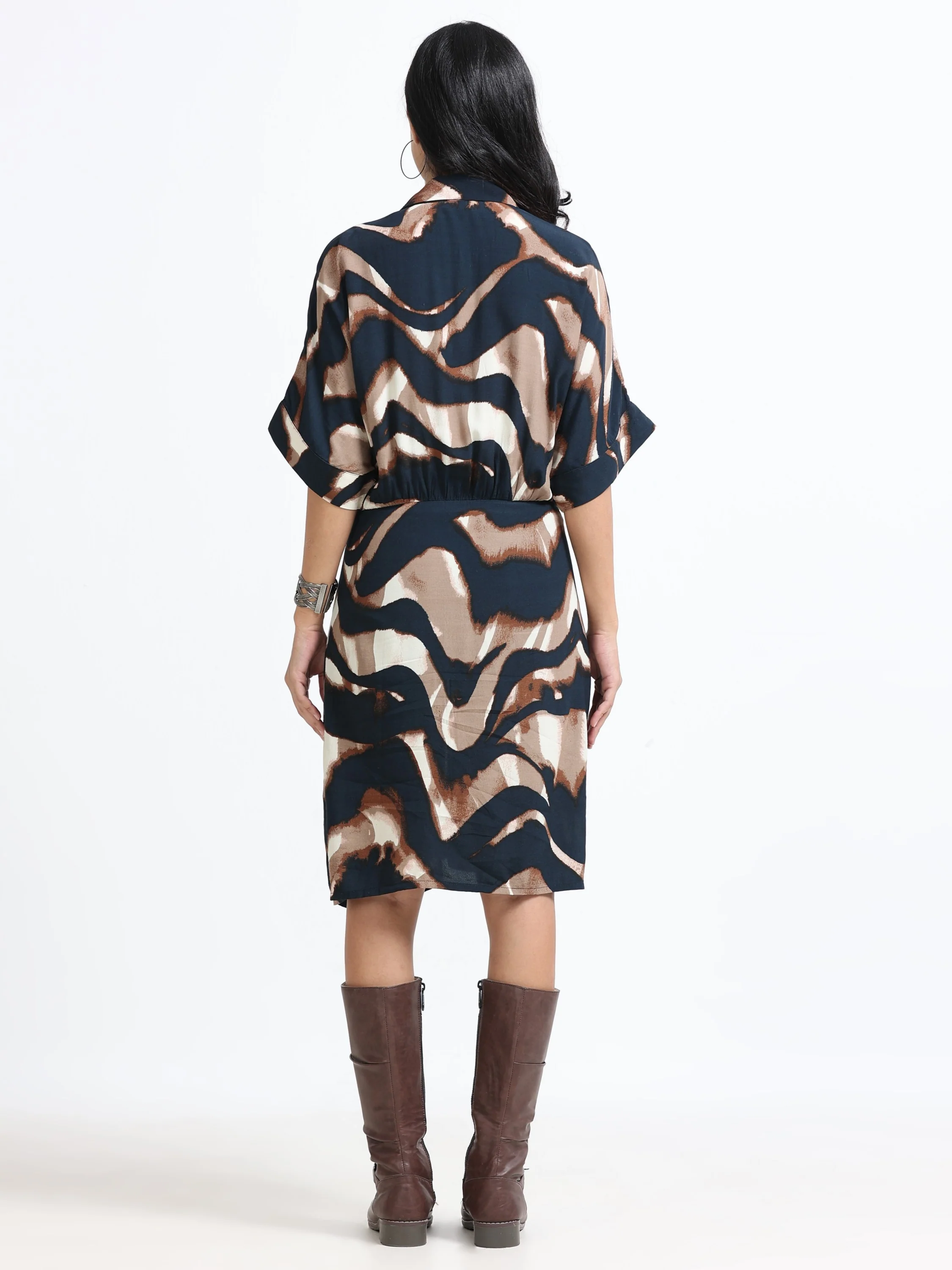 Women Viscose Brown Party Dress - Image 2