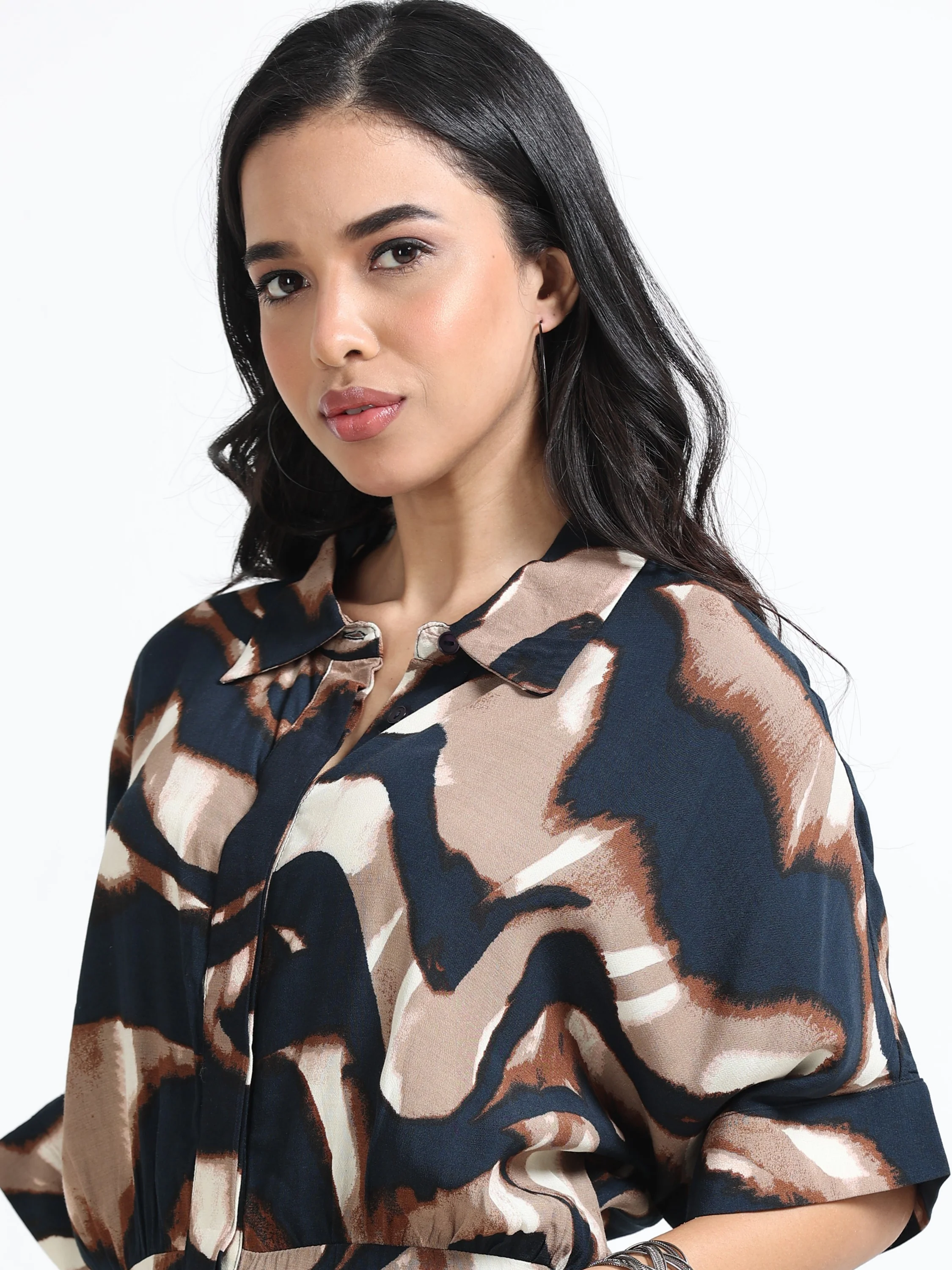 Women Viscose Brown Party Dress - Image 4
