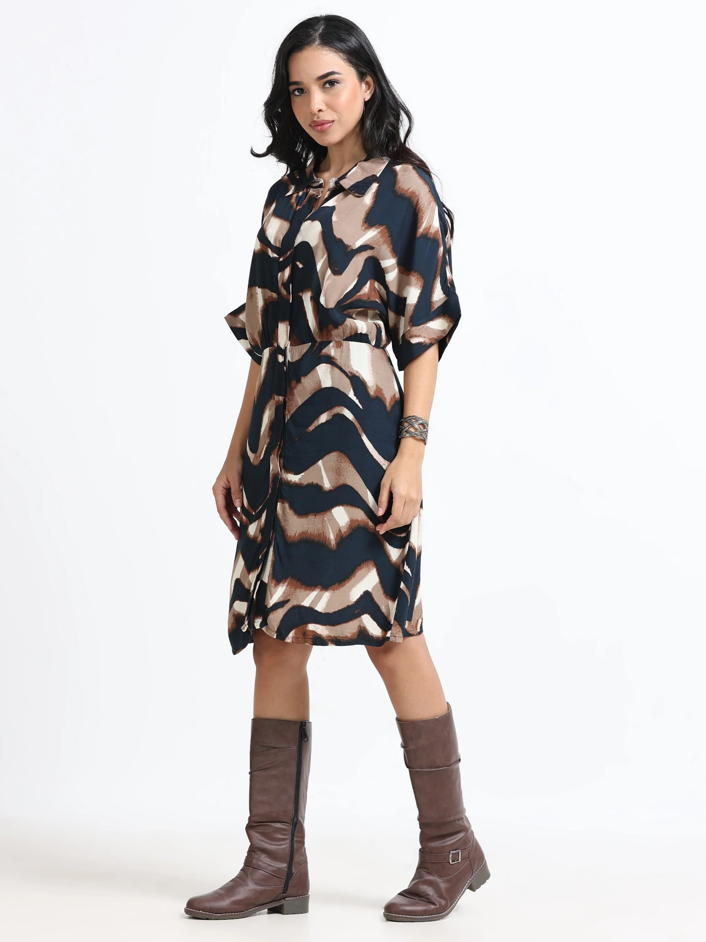 Women Viscose Brown Party Dress - Image 6