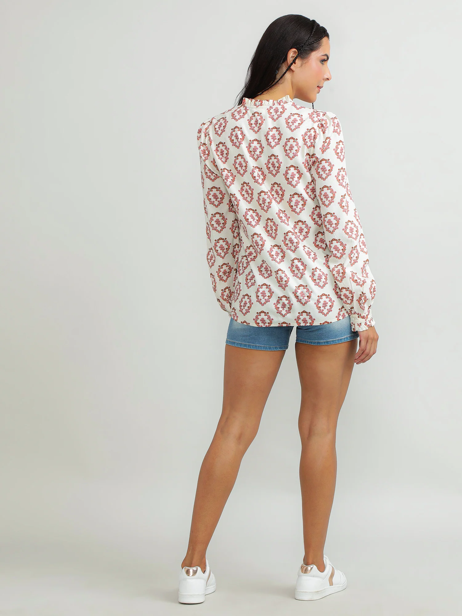 Women Viscose Cream Casual Top - Image 7