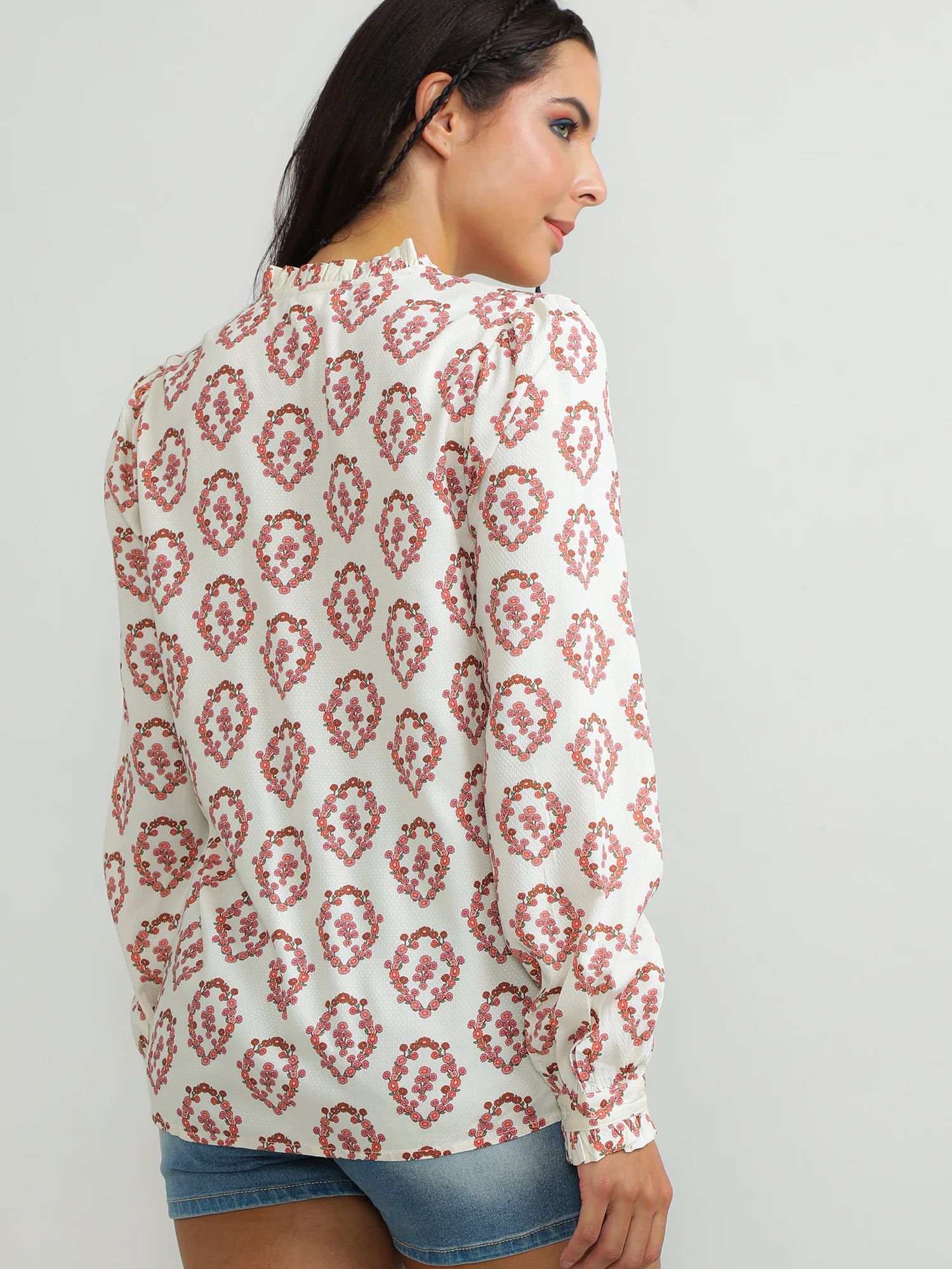 Women Viscose Cream Casual Top - Image 8