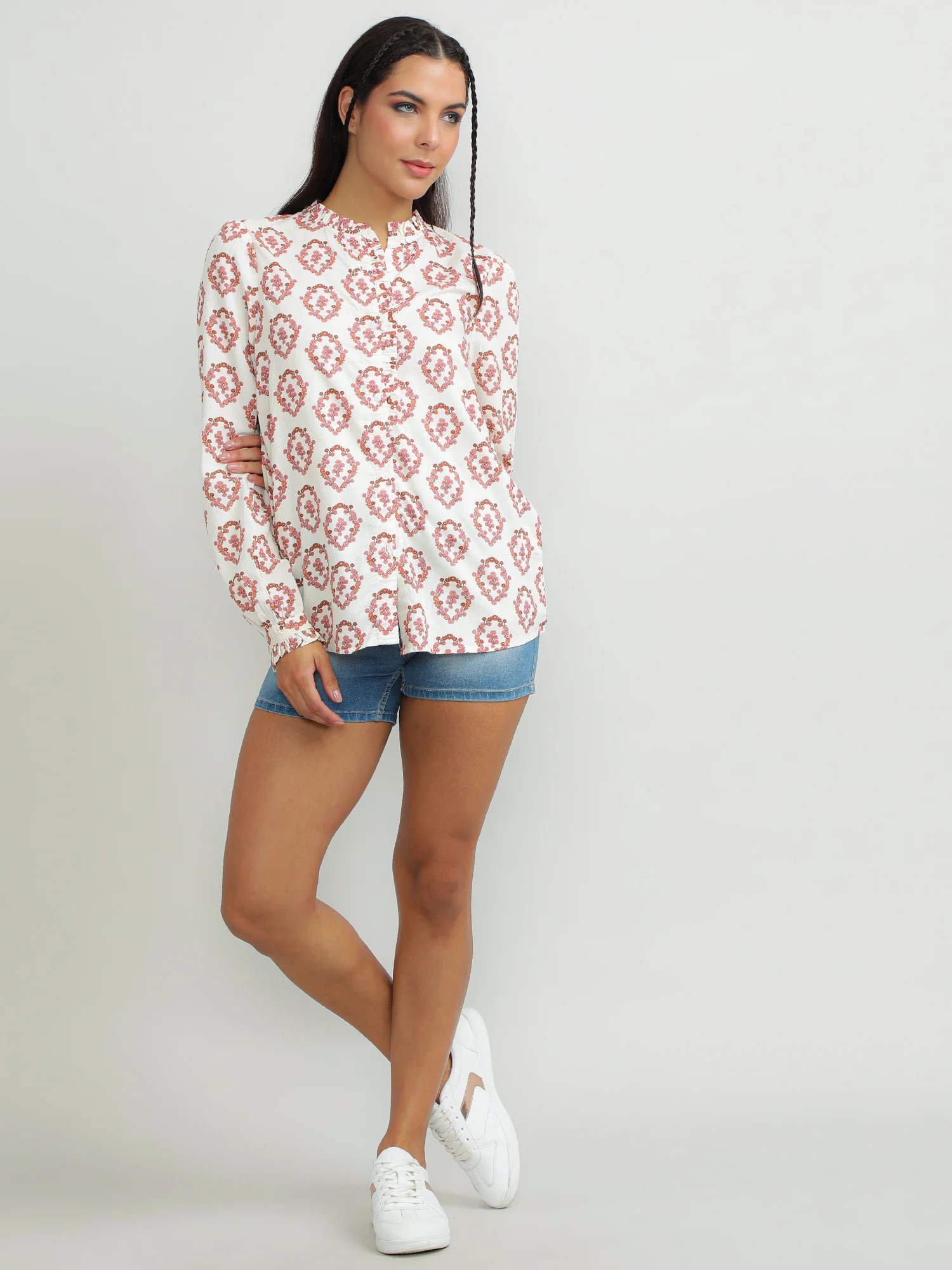 Women Viscose Cream Casual Top - Image 9