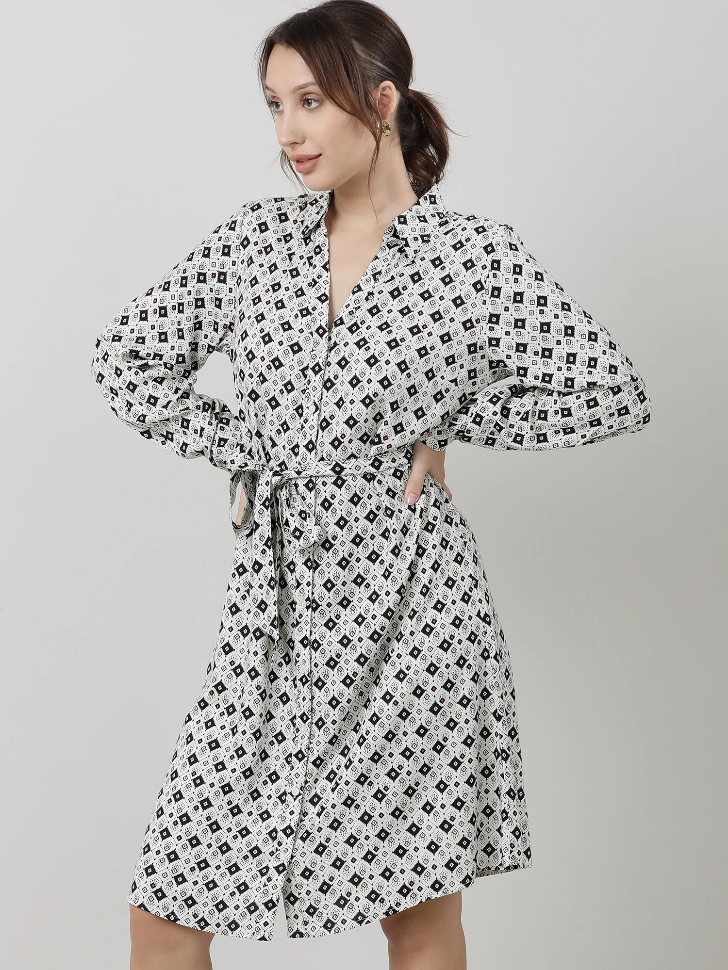Women Viscose Cream Elegant Dress - Image 2