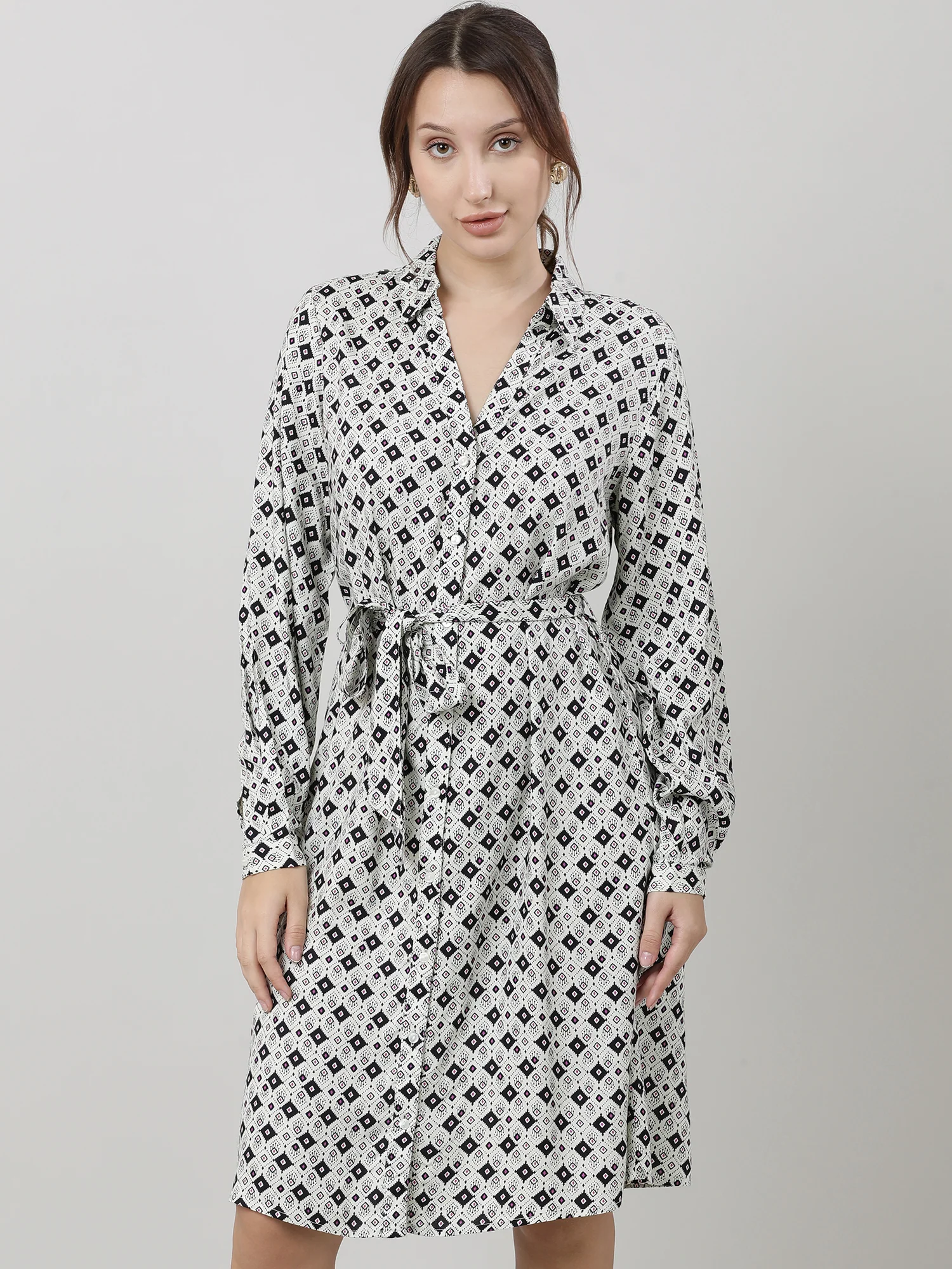 Women Viscose Cream Elegant Dress - Image 4