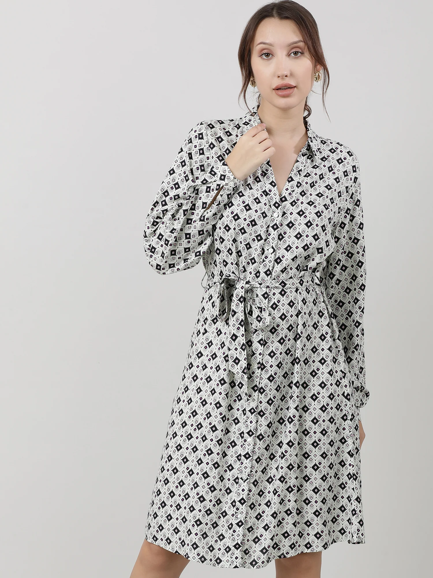 Women Viscose Cream Elegant Dress - Image 5