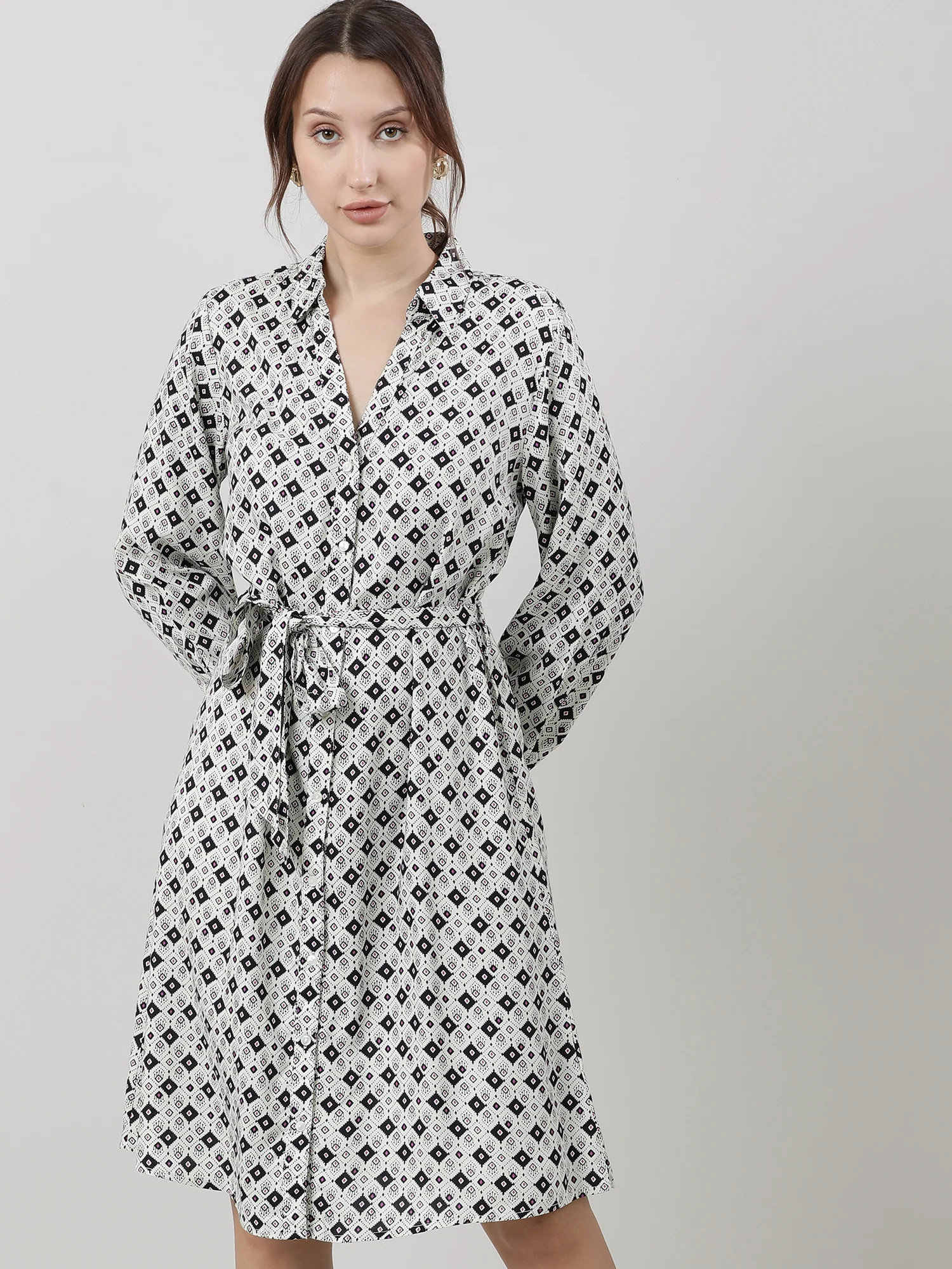 Women Viscose Cream Elegant Dress - Image 6