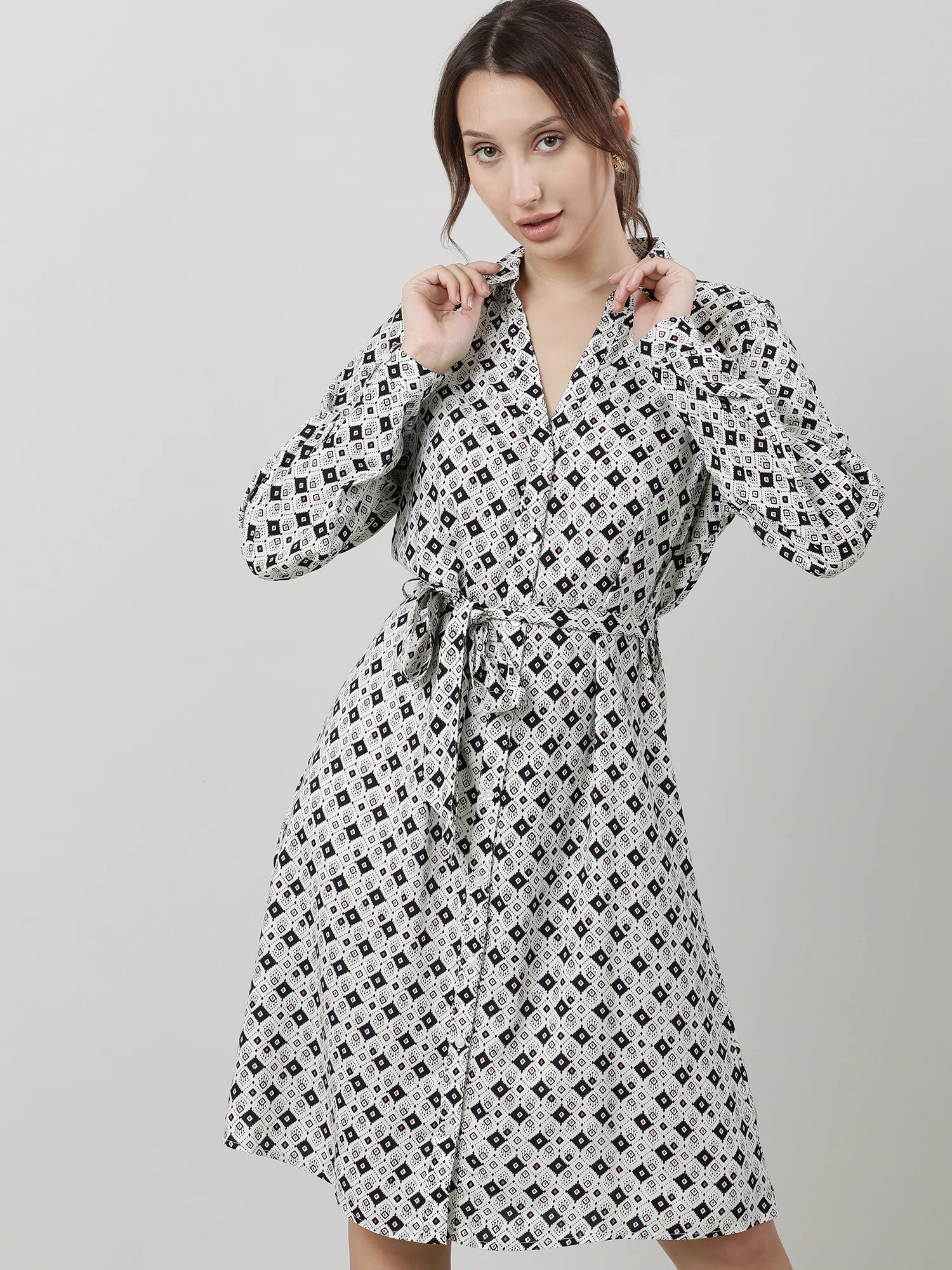 Women Viscose Cream Elegant Dress - Image 7