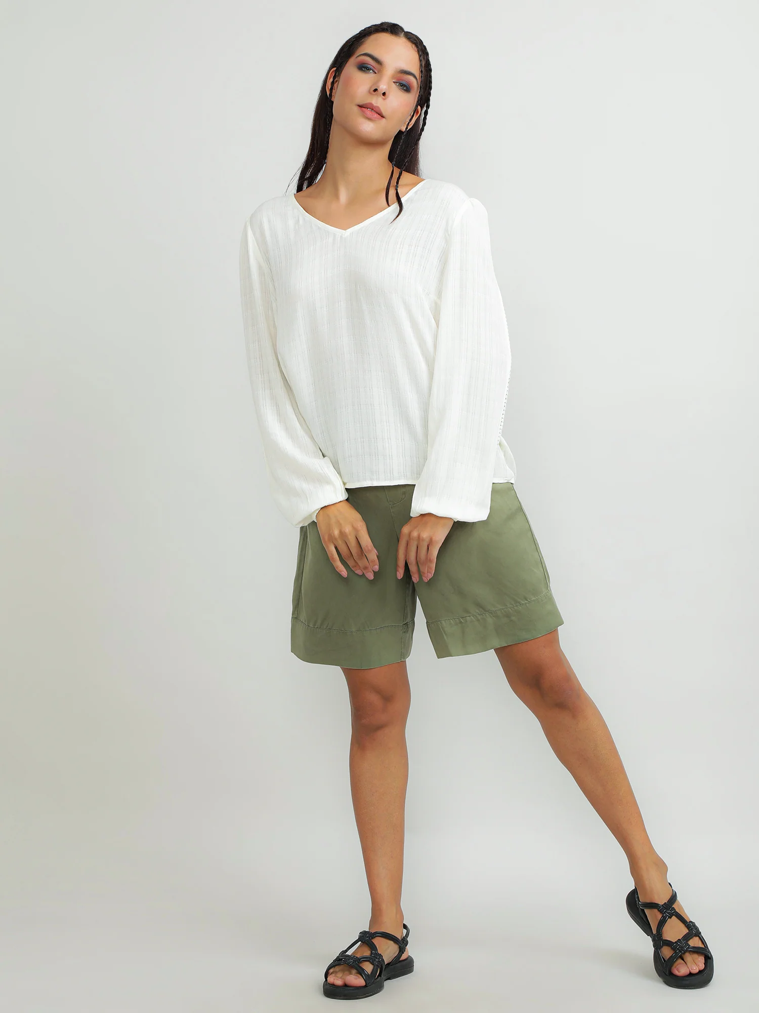 Women Viscose Cream Relaxed Top - Image 4