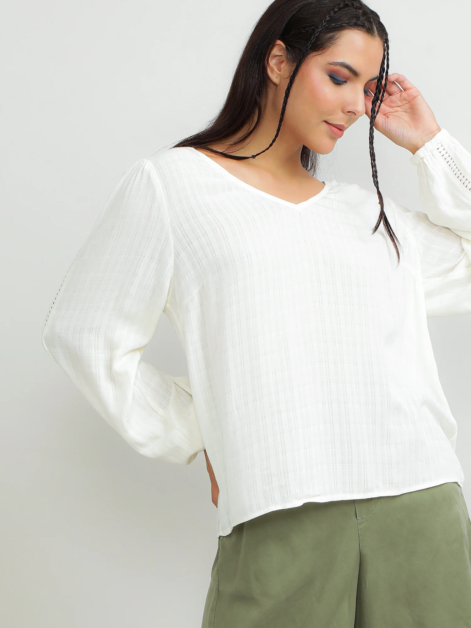 Women Viscose Cream Relaxed Top - Image 5