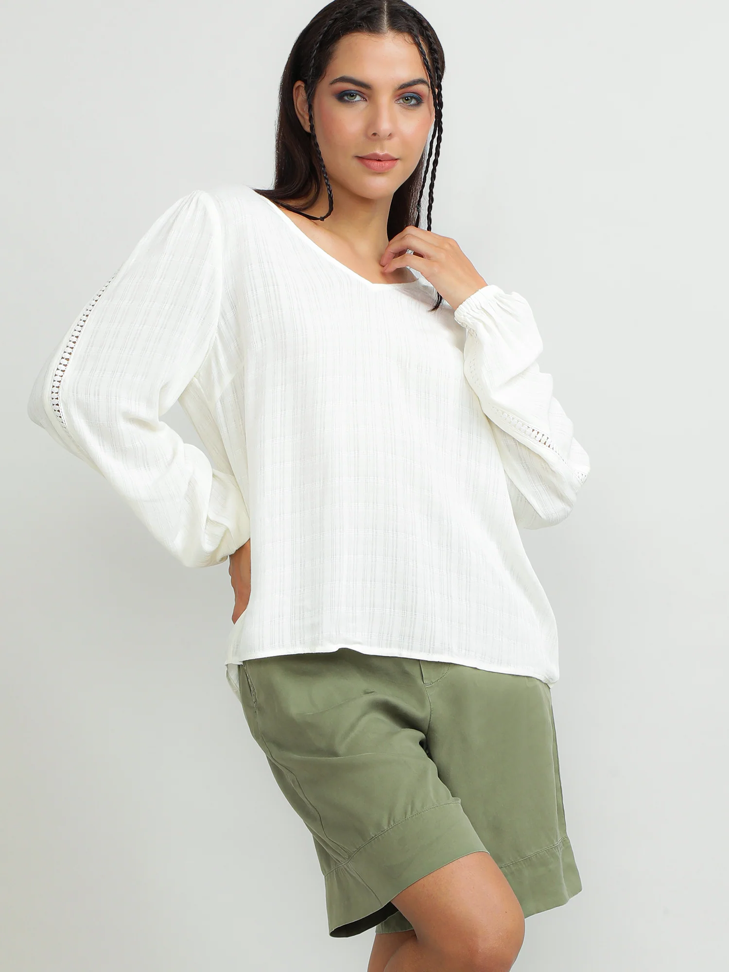 Women Viscose Cream Relaxed Top - Image 6