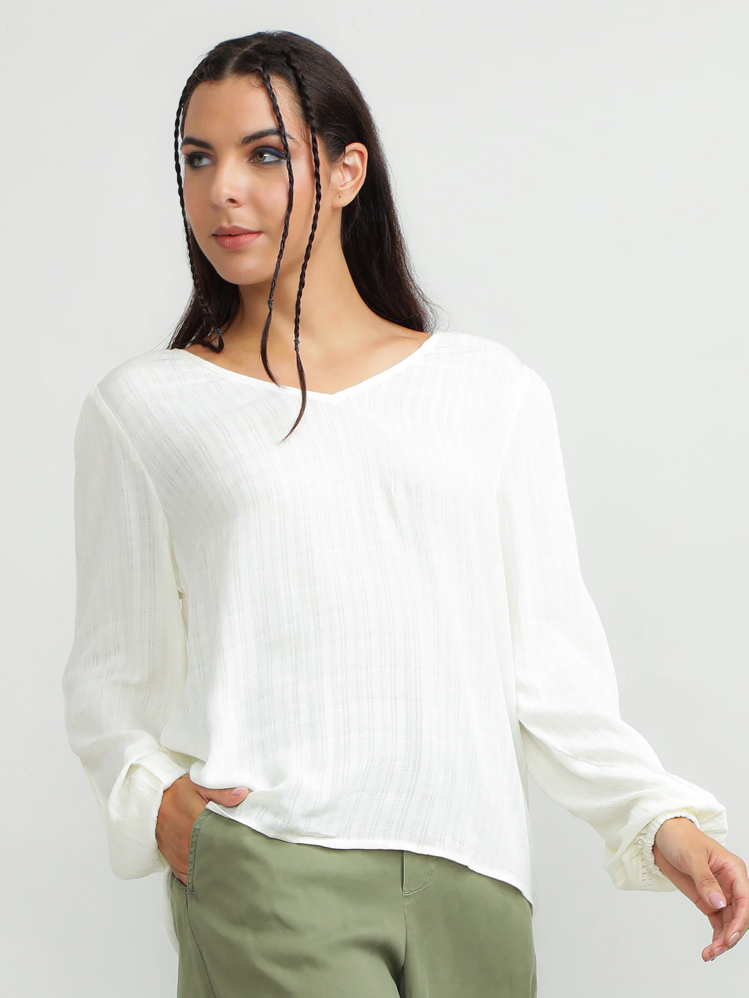 Women Viscose Cream Relaxed Top - Image 7