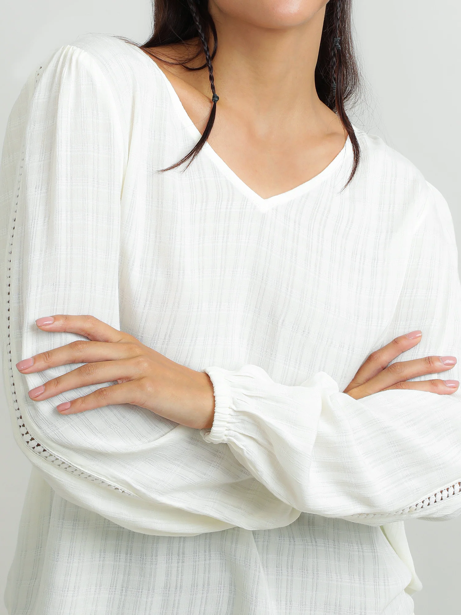 Women Viscose Cream Relaxed Top - Image 8