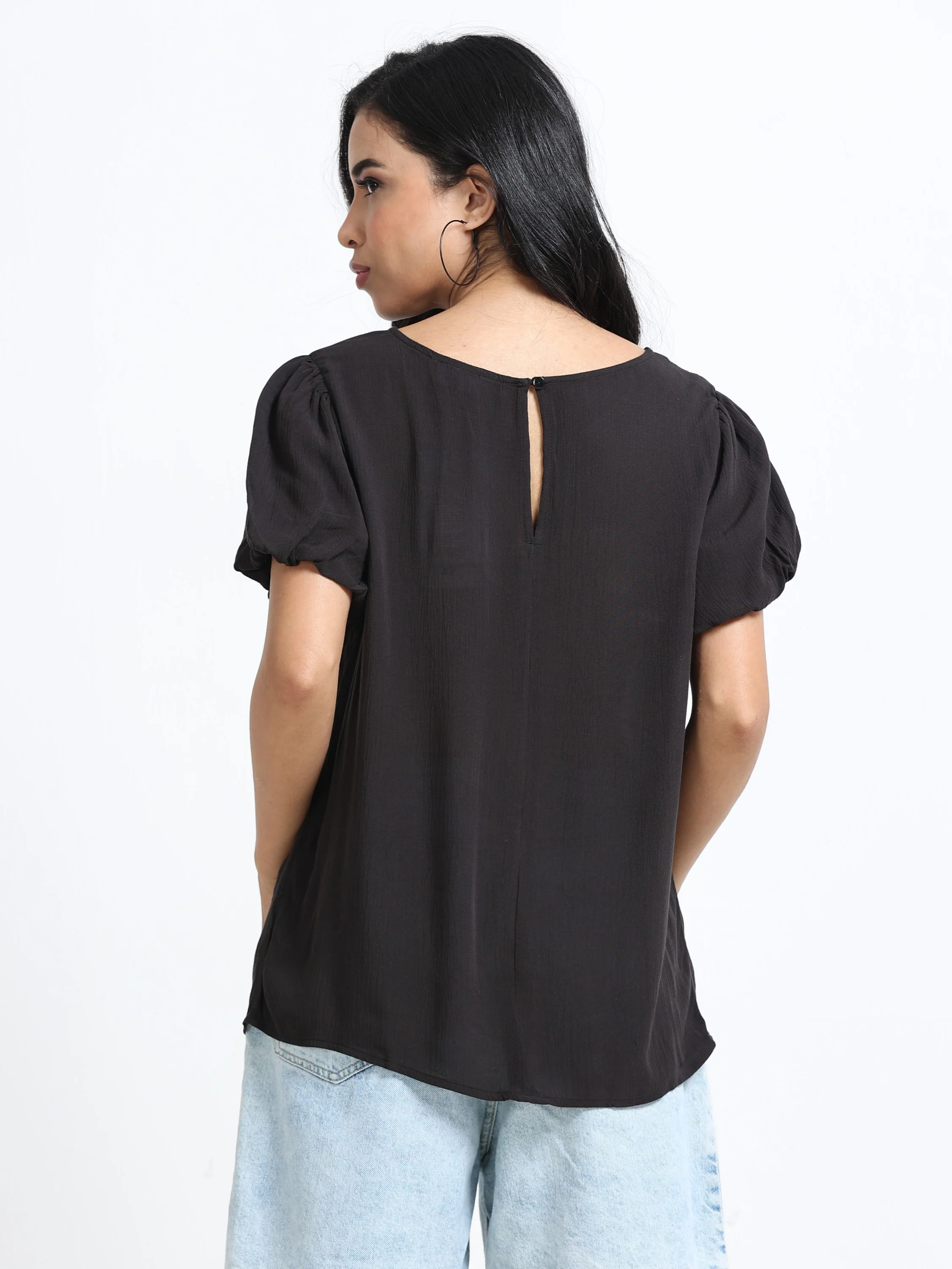 Women Viscose Easy Black Top - Image 2