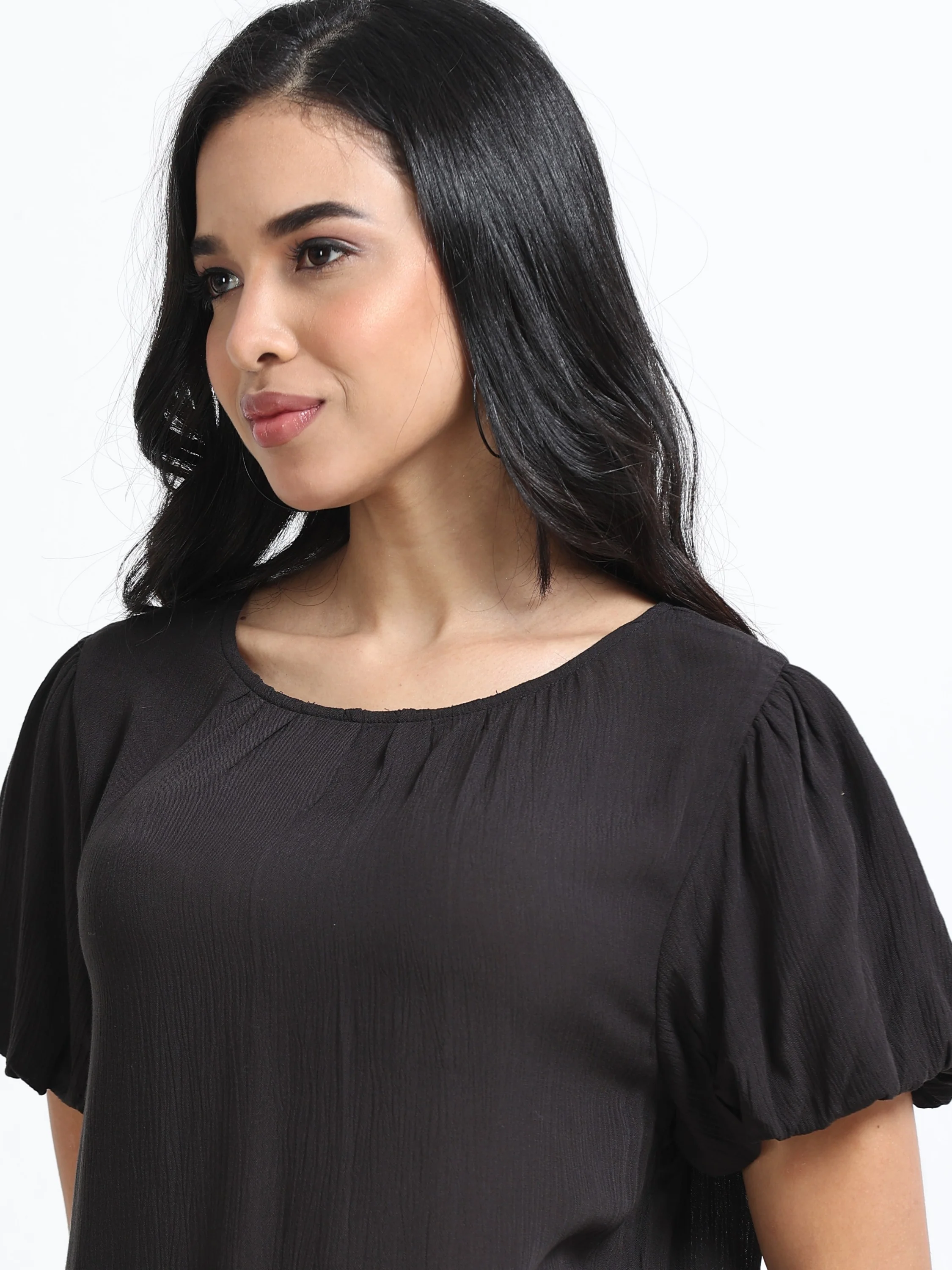 Women Viscose Easy Black Top - Image 4