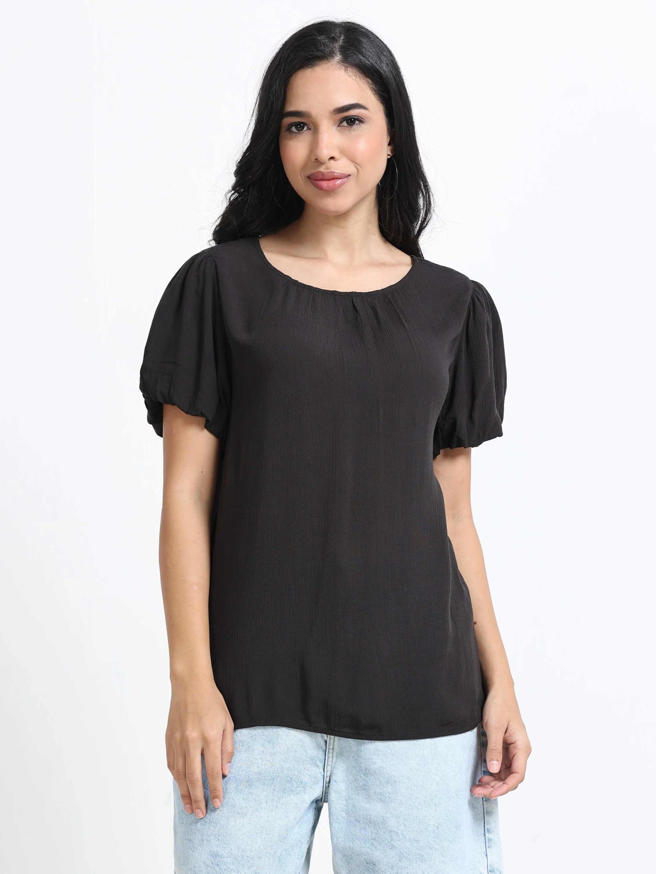 Women Viscose Easy Black Top - Image 6