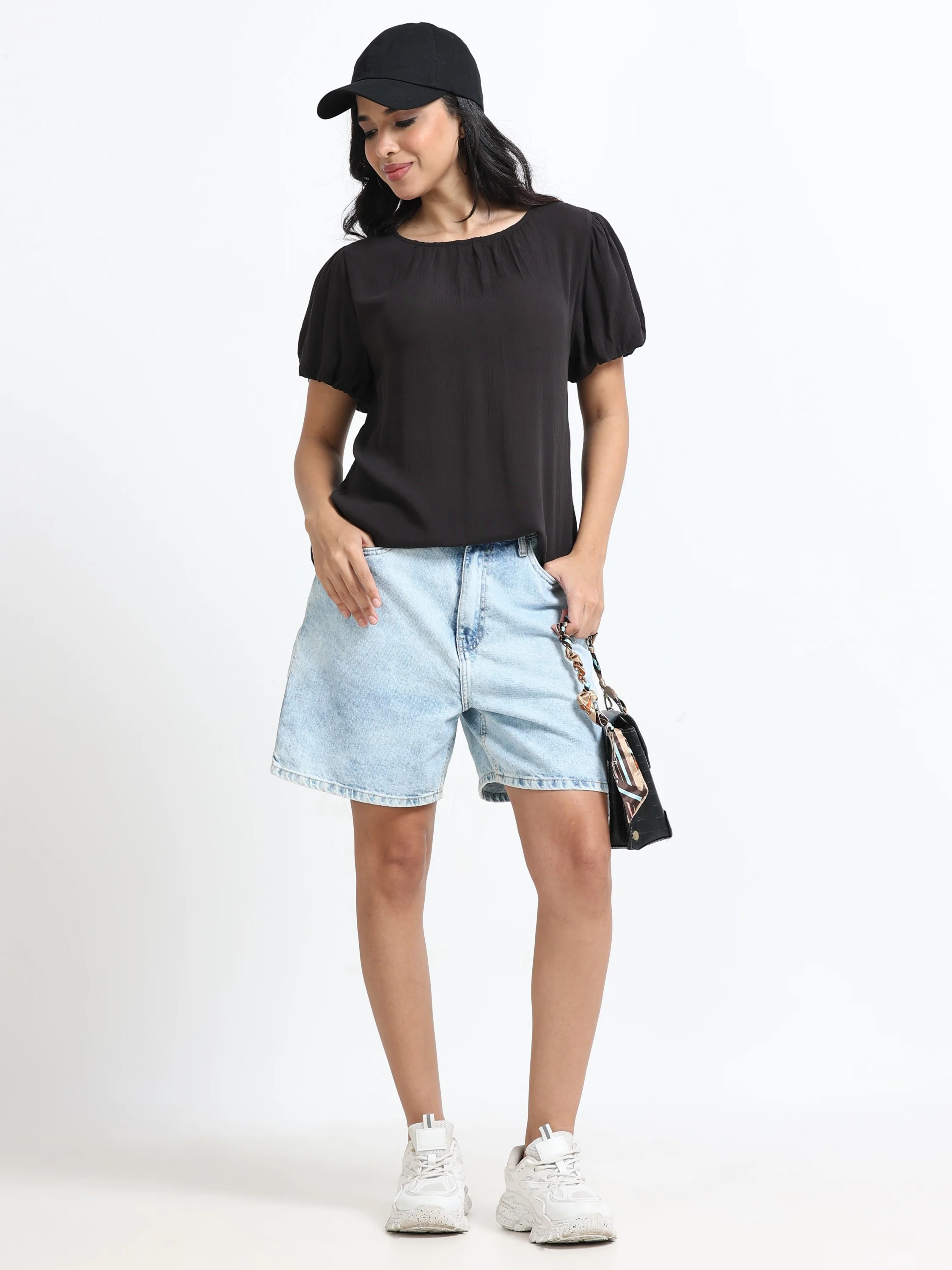 Women Viscose Easy Black Top - Image 7