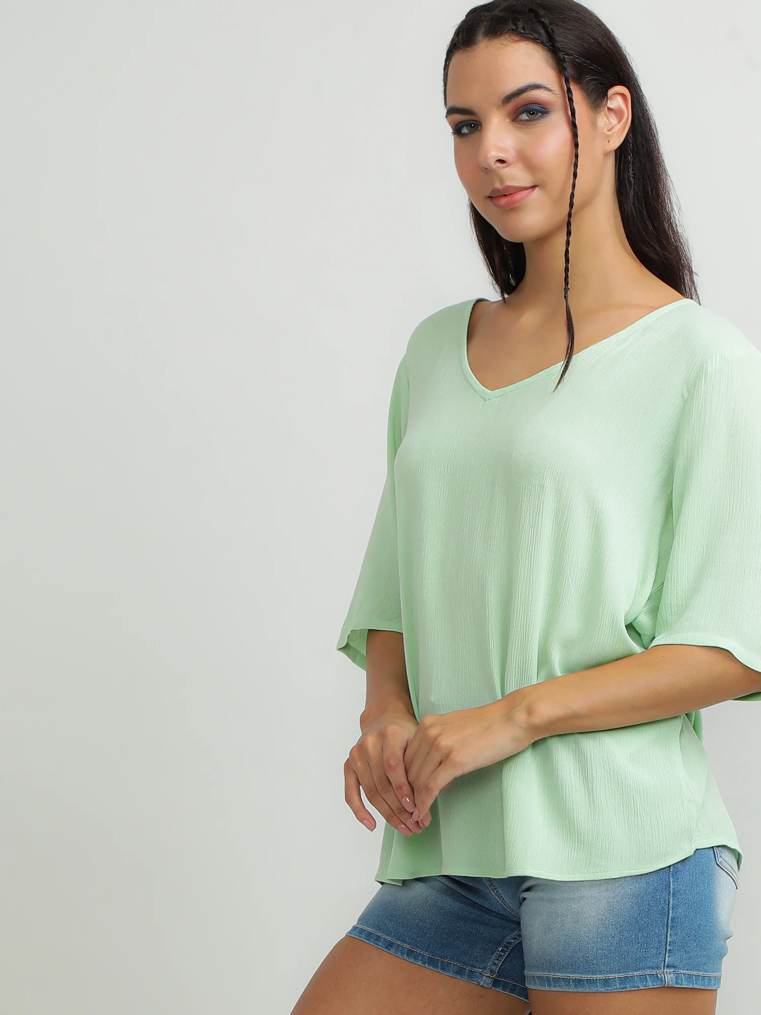 Women Viscose Green Vibrant Top - Image 4