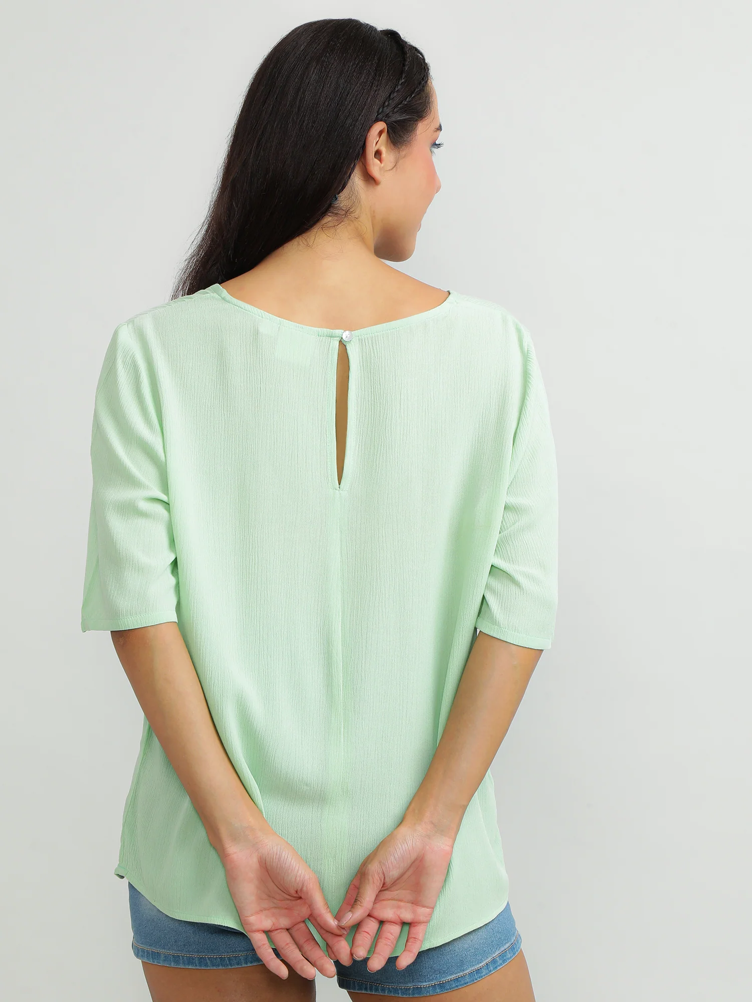 Women Viscose Green Vibrant Top - Image 5