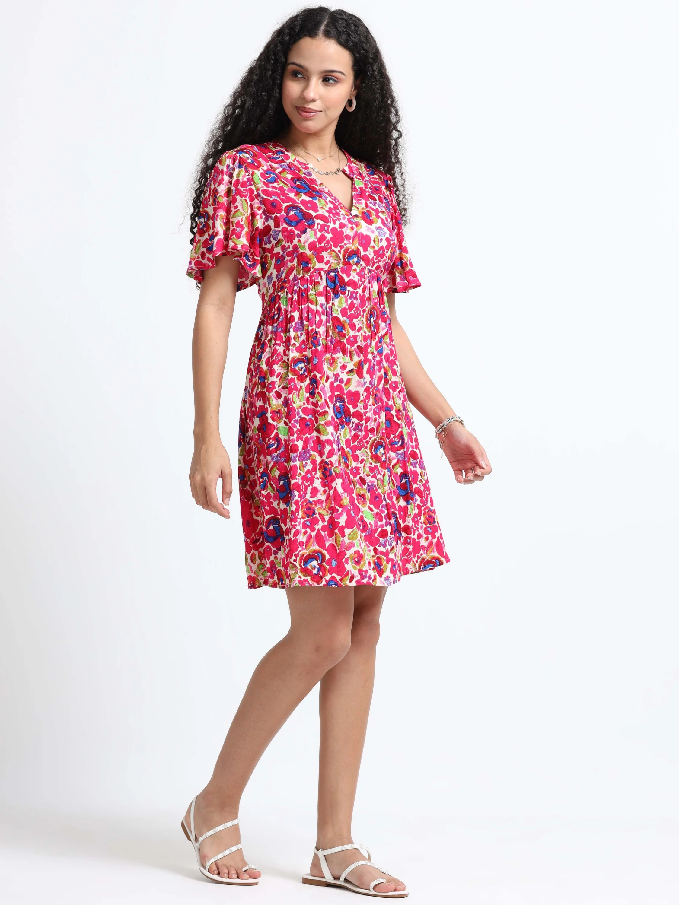 Women Viscose Multicolour Fun Dress - Image 3