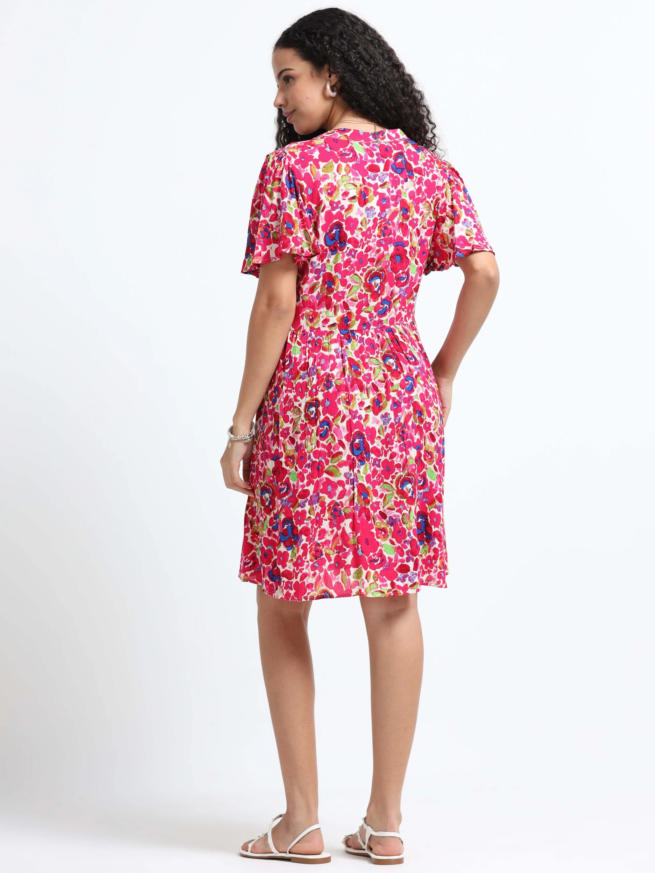 Women Viscose Multicolour Fun Dress - Image 4