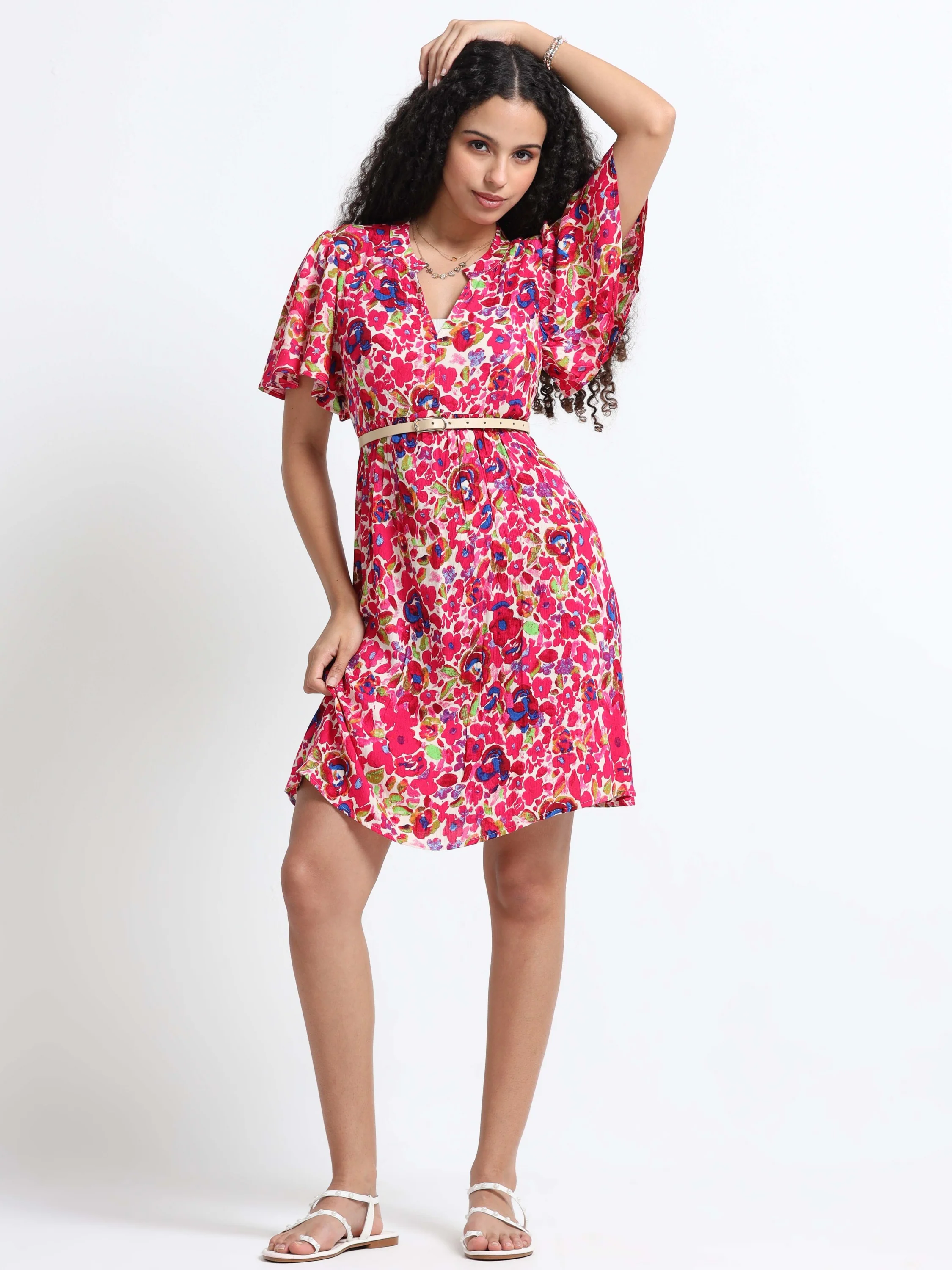 Women Viscose Multicolour Fun Dress - Image 6