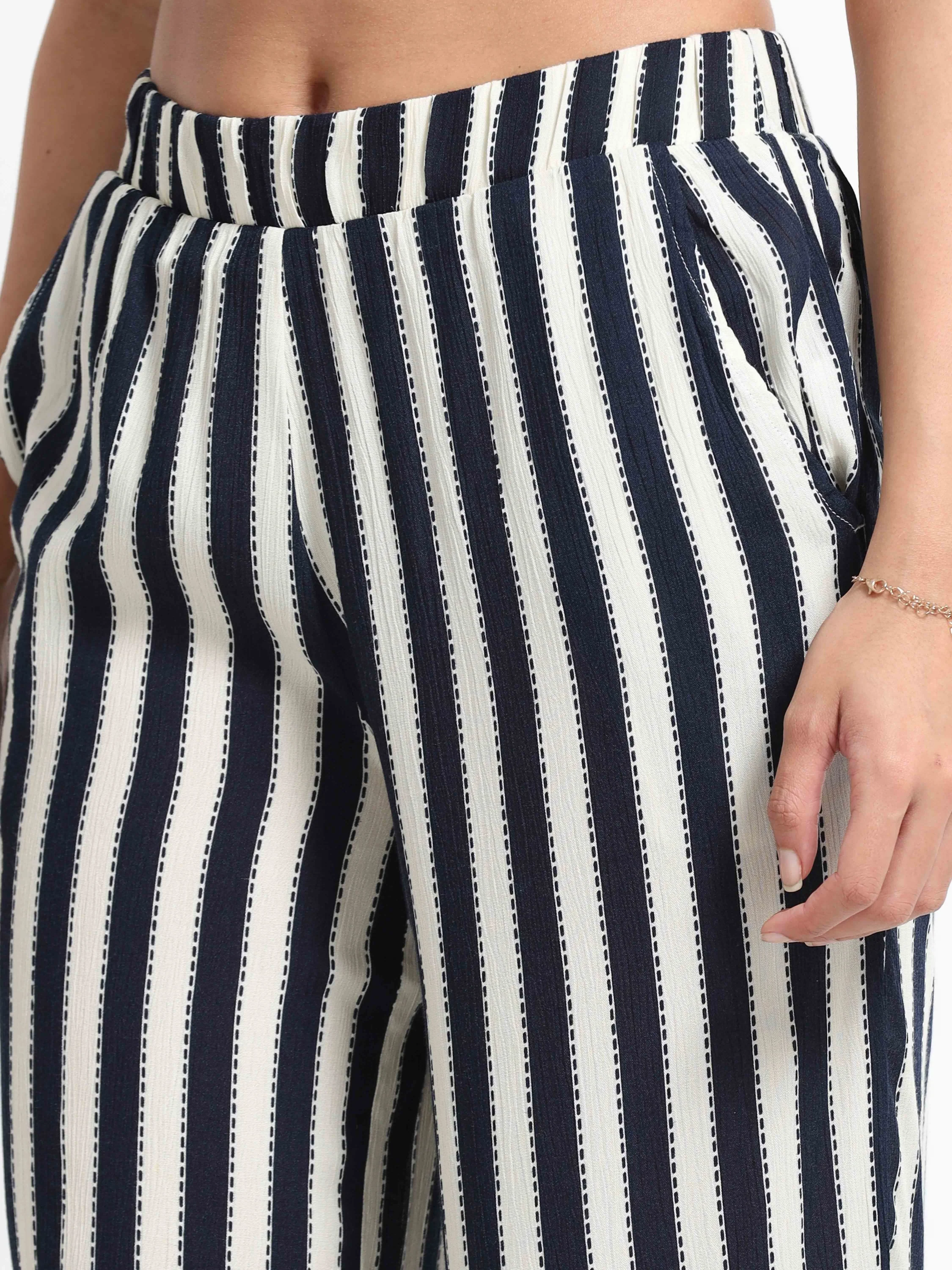 Women Viscose Navy Chic Pants - Image 3