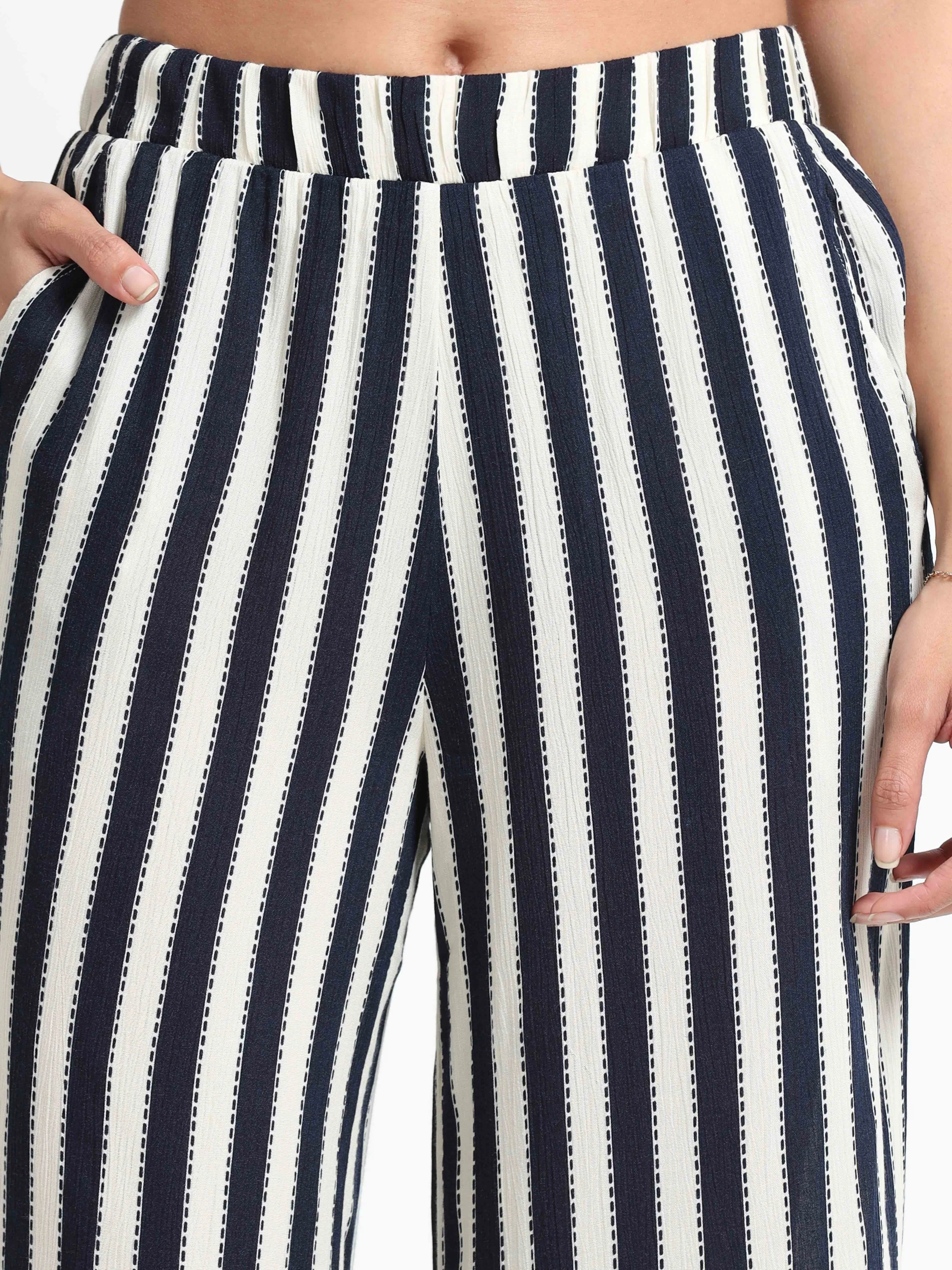 Women Viscose Navy Chic Pants - Image 7