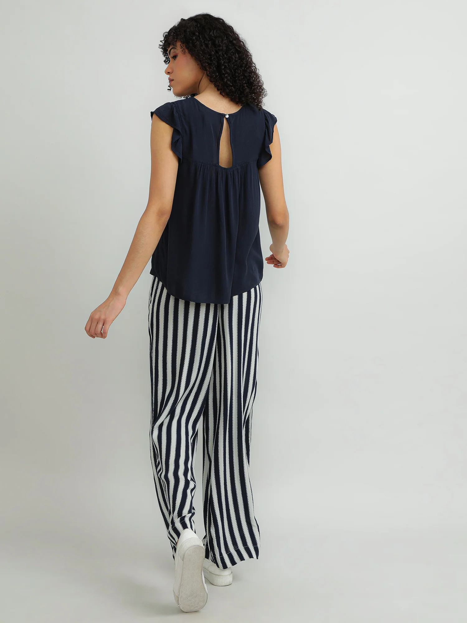 Women Viscose Navy Elegant Top - Image 7