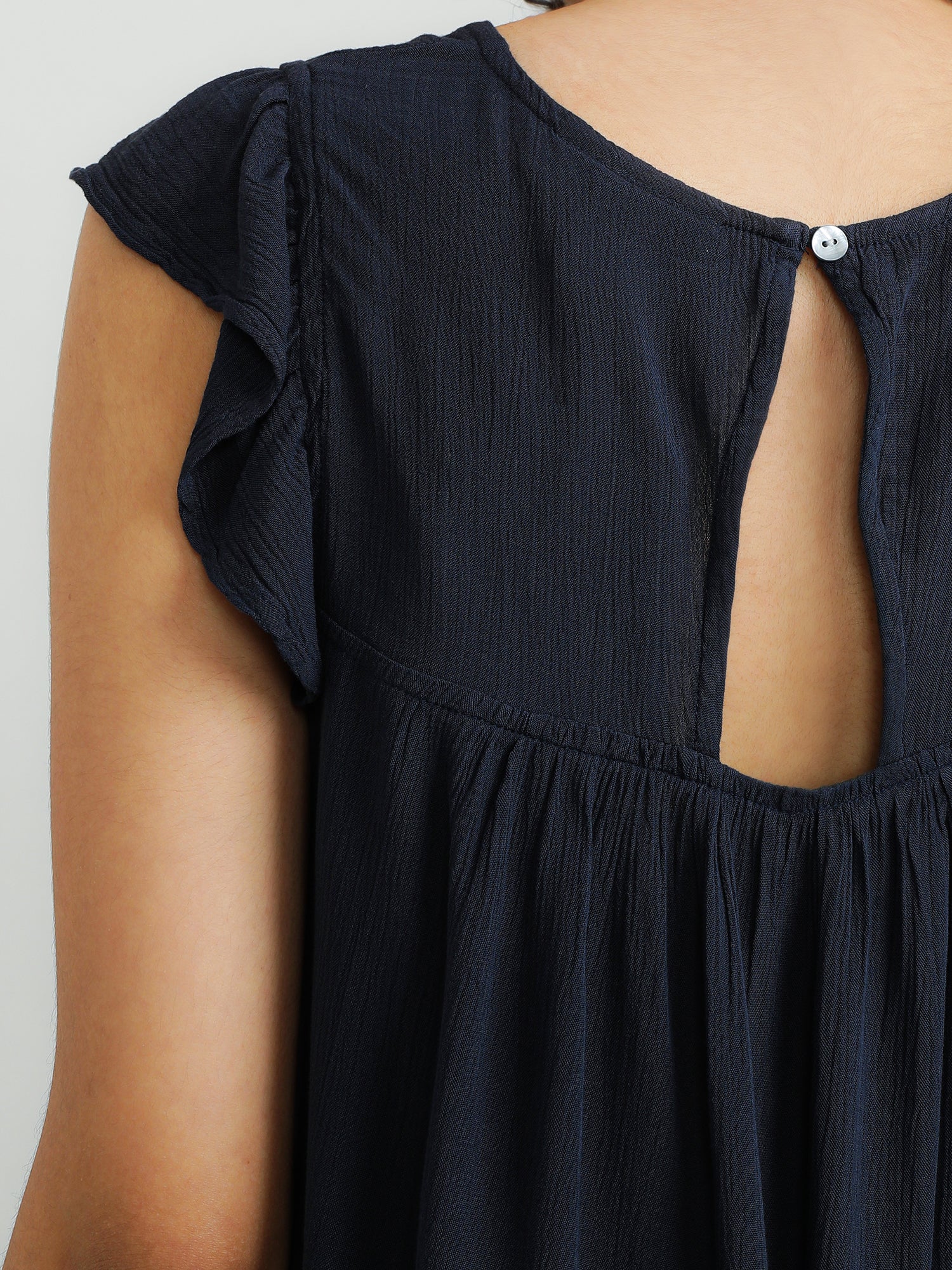 Women Viscose Navy Elegant Top - Image 8