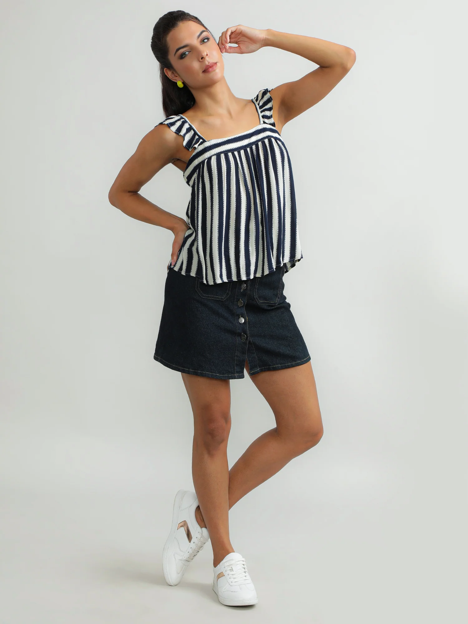 Women Viscose Navy Stylish Top - Image 2