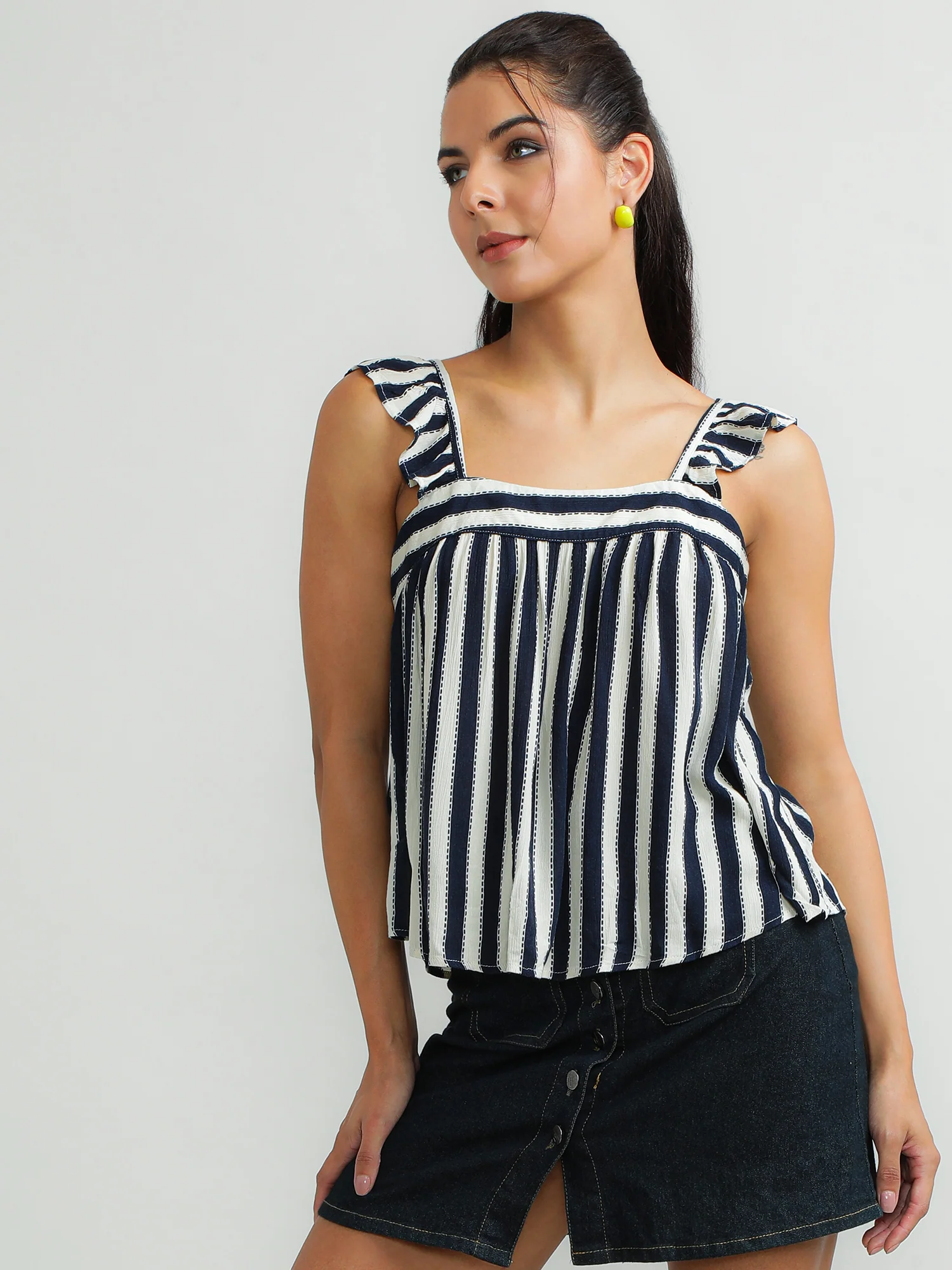 Women Viscose Navy Stylish Top - Image 5