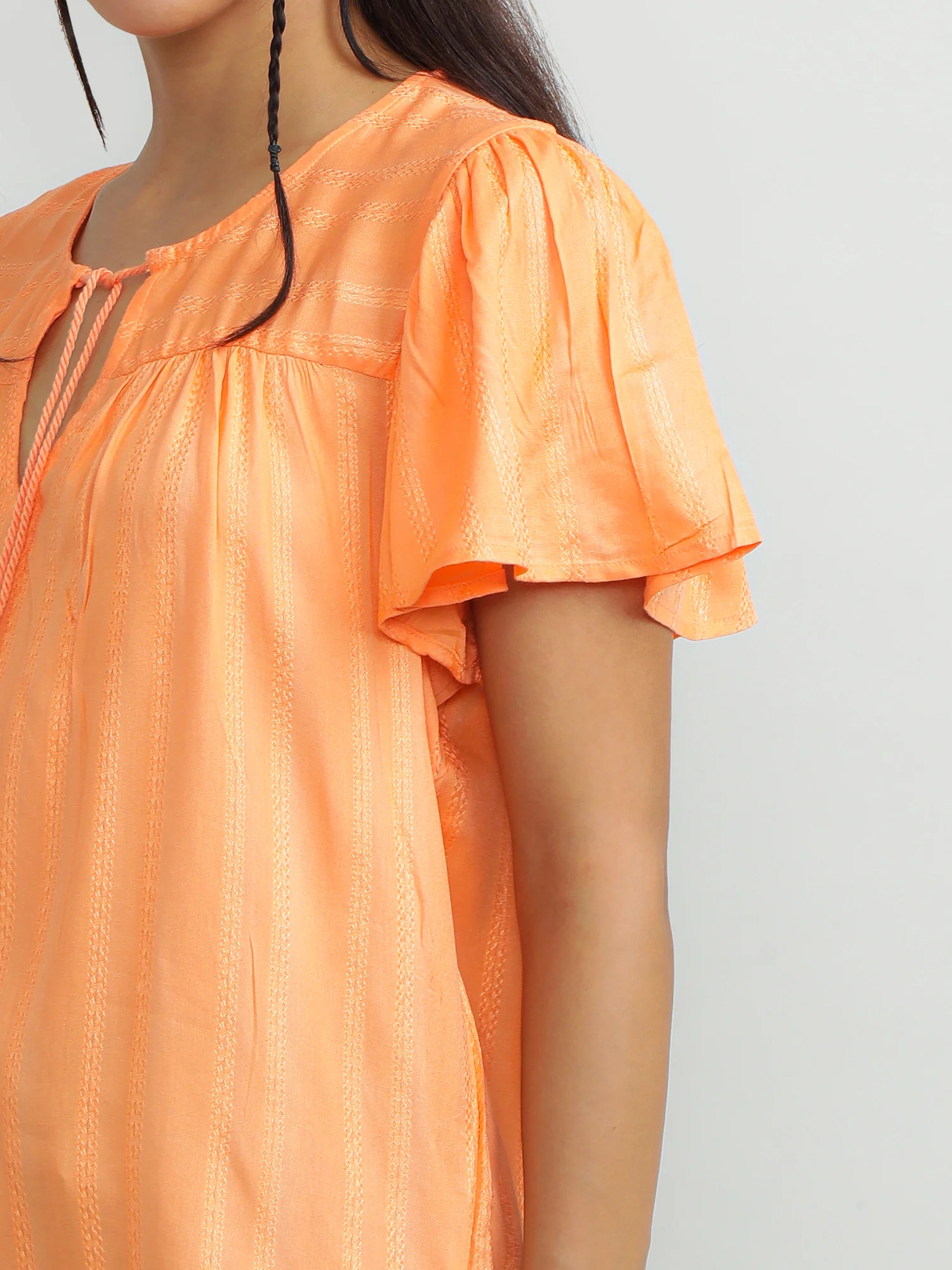 Women Viscose Orange Bright Top - Image 3