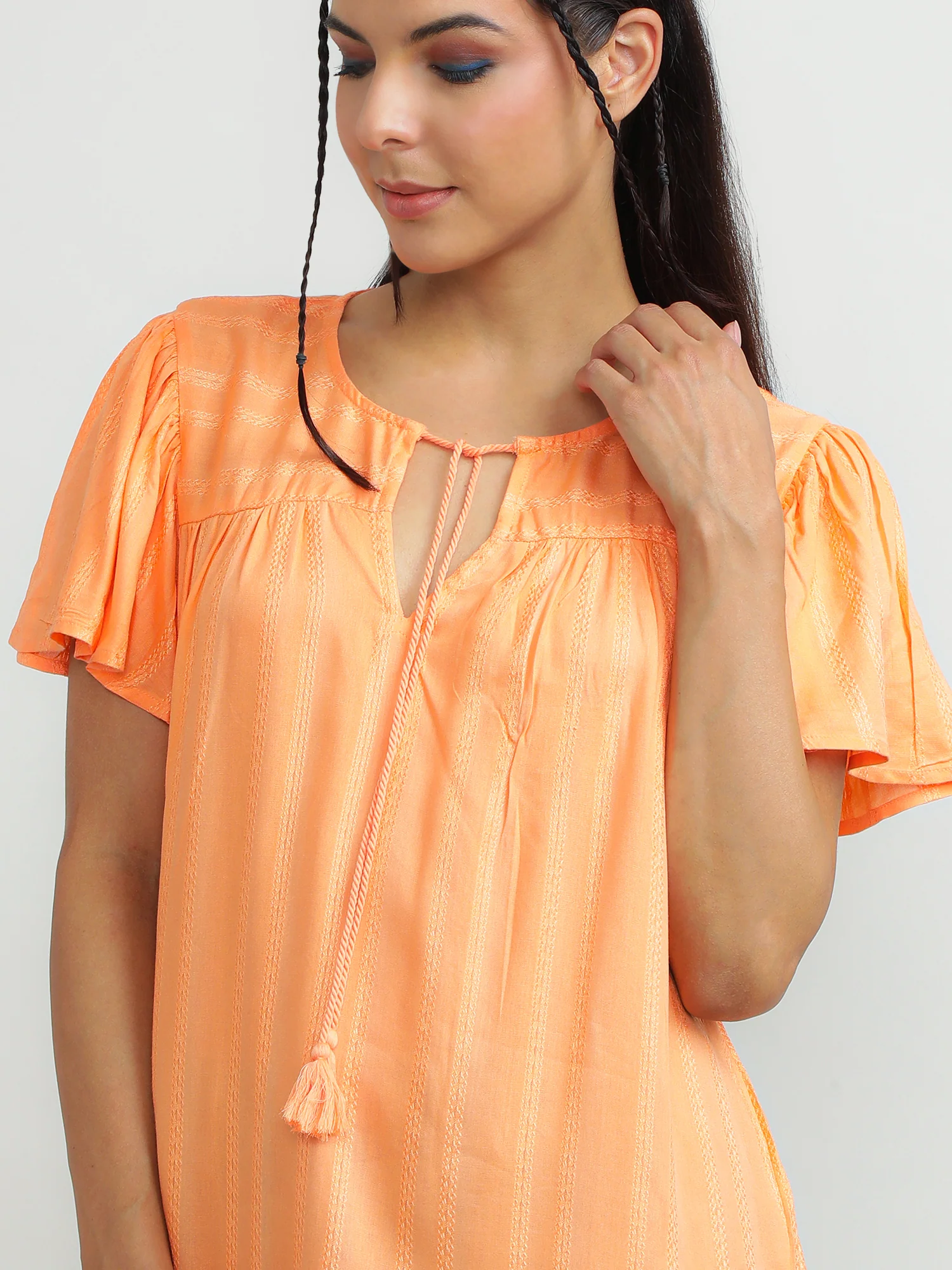 Women Viscose Orange Bright Top - Image 4
